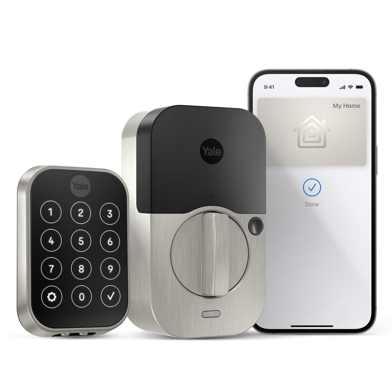 Yale Assure Lock 2 Plus Smart Deadbolt with Apple Home Key - Keyless Entry Door Lock with Touchscreen Keypad, Auto-Unlock & HomeKit Compatibility (Nickel Finish, No WiFi) - Perfect for Smart Homes, Vacation Rentals & Airbnb Properties