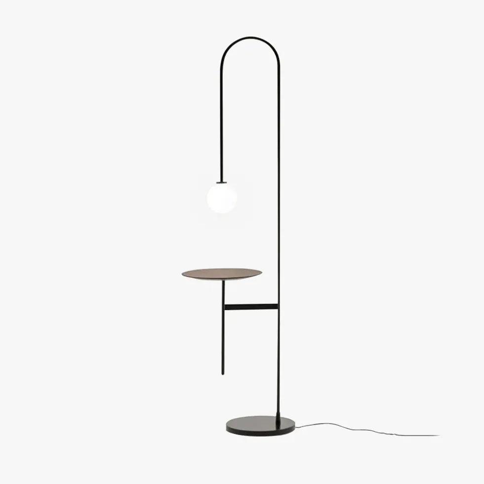 Modern Sphere Curved Rod Side Table Floor Lamp - Adjustable Height LED Lighting for Living Room, Bedroom & Office - Stylish Home Decor Accent Light