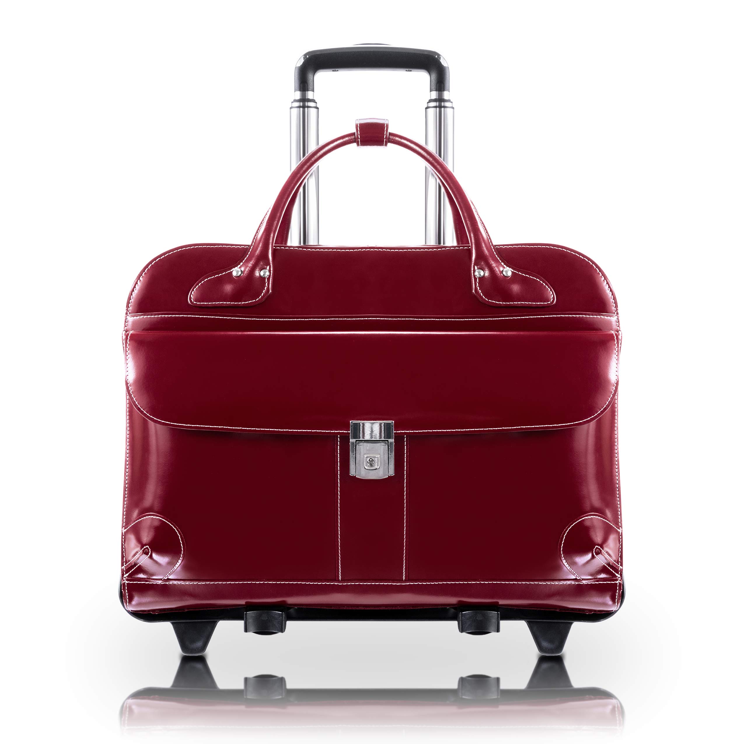 McKlein 96616 Red Leather Laptop Rolling Briefcase - Professional Business Travel Carry-On with Wheels for Men & Women | Perfect for Office Commute, Business Trips & Air Travel