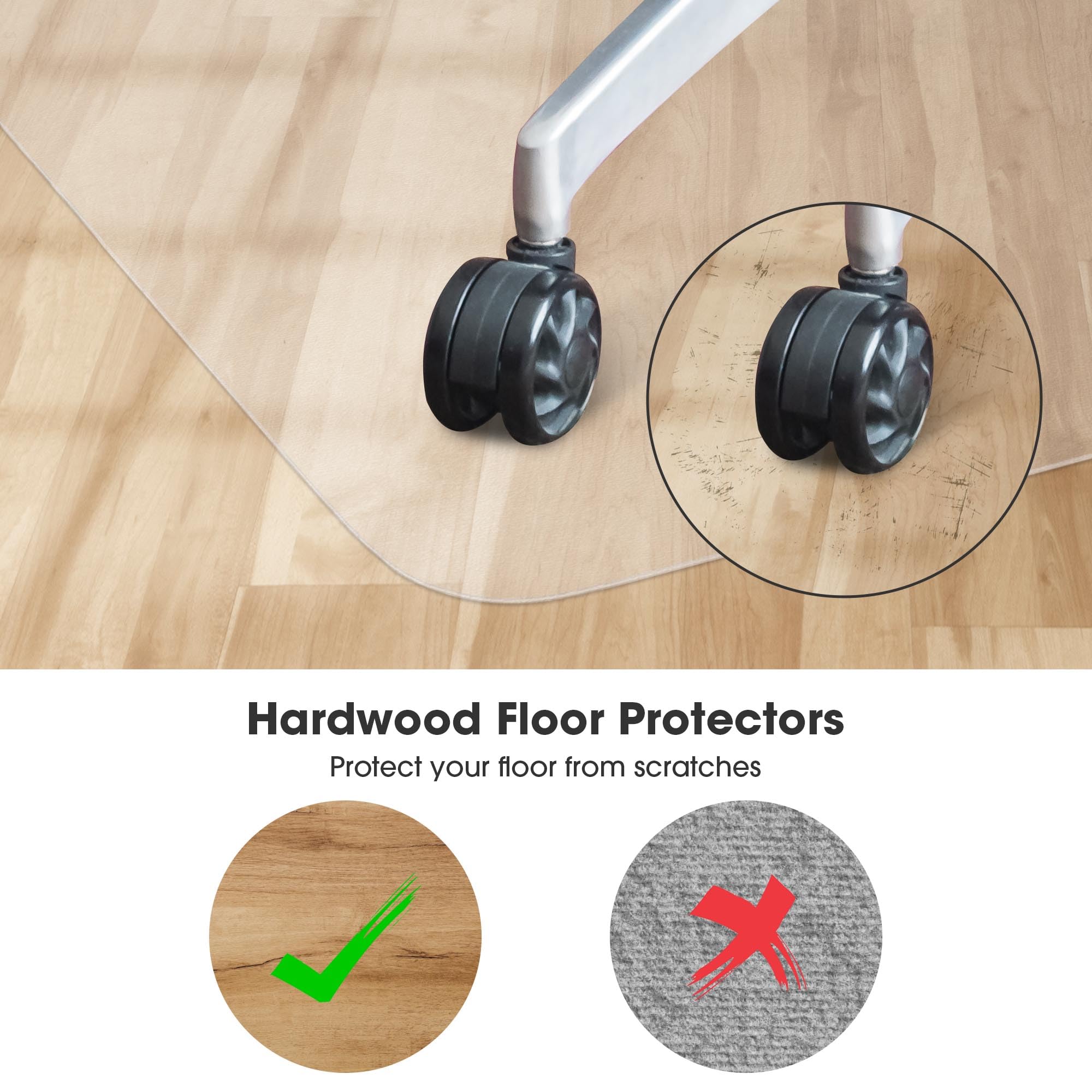 Yescom 8 Pack Clear PVC Office Chair Mat for Hardwood Floors - 60
