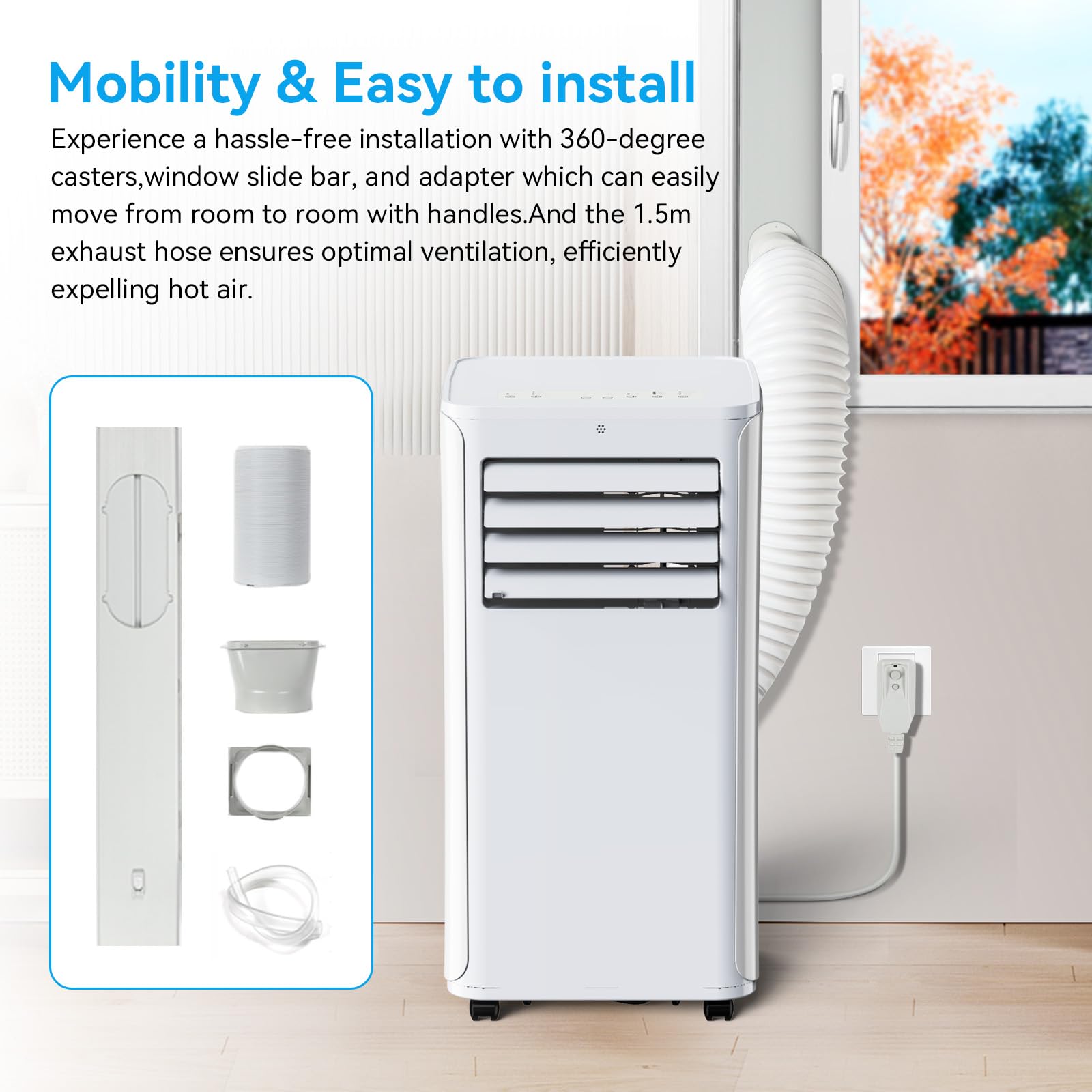 12000 BTU White Air Conditioner with Remote Control - A016B A016B-07KR Model - Perfect for Bedrooms, Living Rooms & Small Apartments