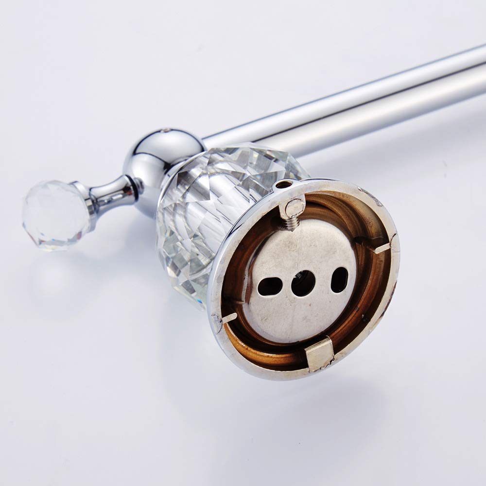 WOLIBEER Adjustable Stainless Steel Towel Bar - Chrome Expandable Towel Rack for Bathroom, Wall Mounted Towel Holder with Crystal Accents - Perfect for Modern Bathrooms, Spa, and Luxury Home Decor