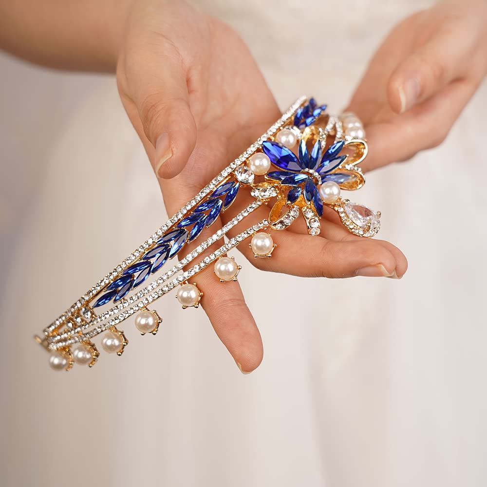 JWICOS Crystal Pearl Tiara Crown for Women - Elegant Wedding Headpiece, Bridal Hair Accessory for Bride, Prom, Pageant & Special Occasions | Perfect for Weddings, Parties & Formal Events