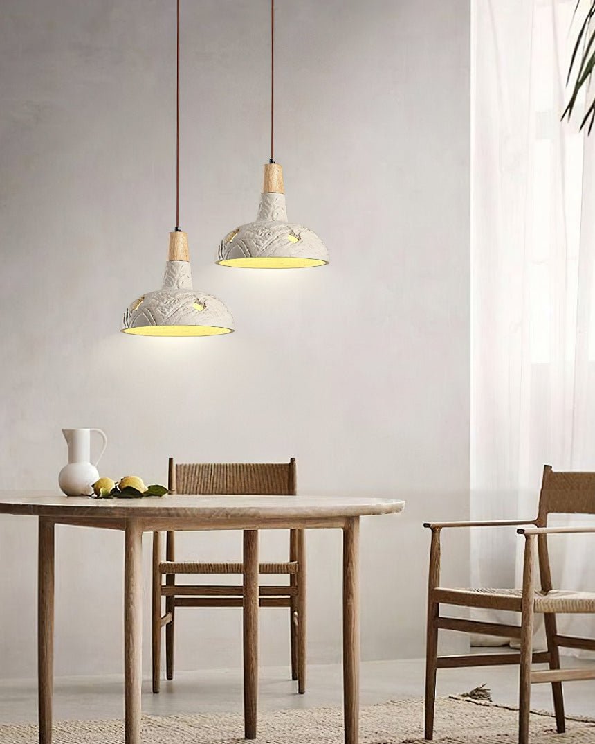 Handmade Cement Carve Pendant Light - Modern Industrial Ceiling Lamp for Living Room, Kitchen, Dining Room & Bedroom Decor