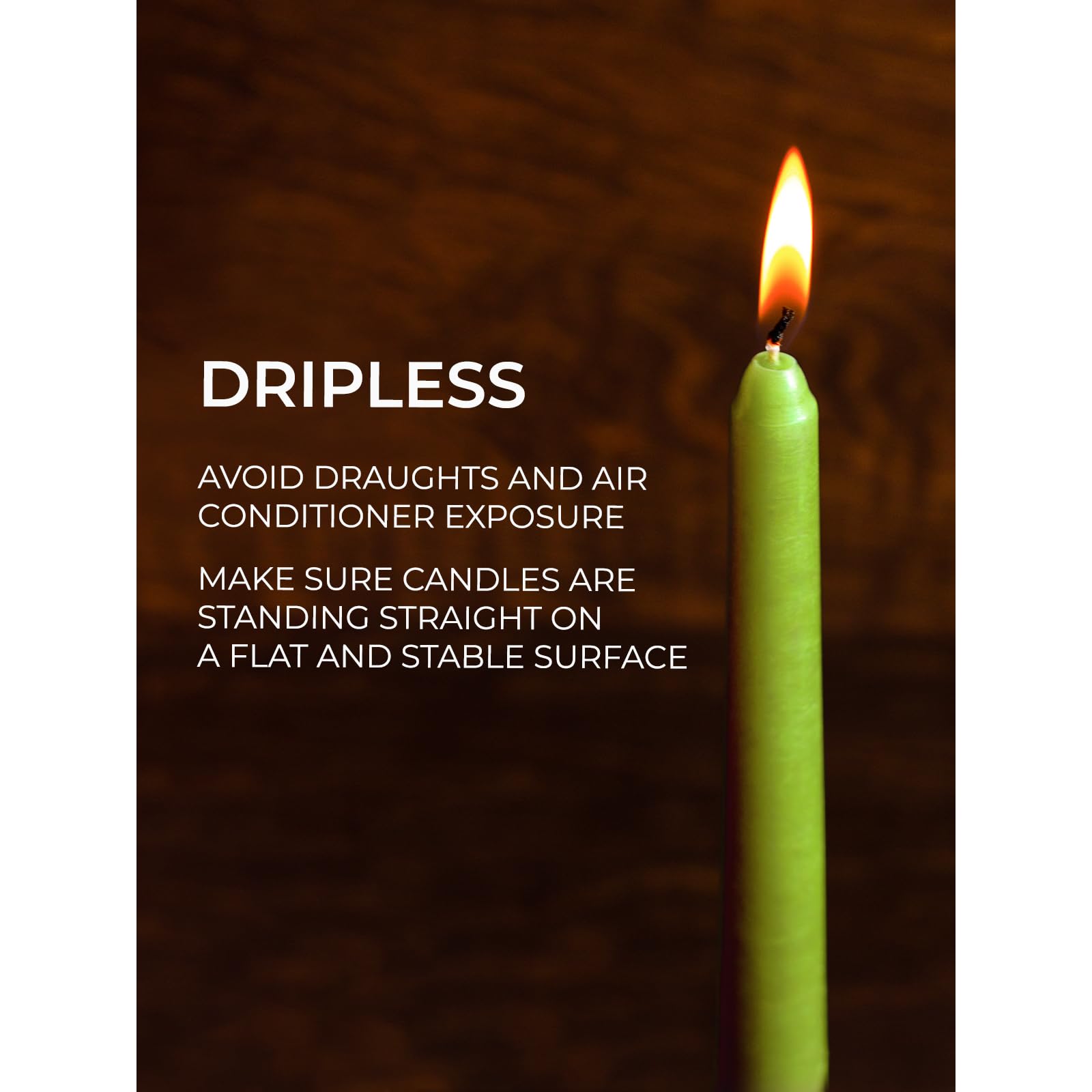 Premium 12 Inch Unscented Taper Candles - Set of 4 Dripless, Smokeless, Slow-Burning Olive Candles for Dining, Weddings & Home Decor | CANDWAX