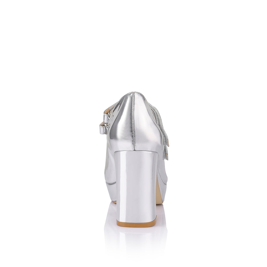 Hella Mary Jane Platforms   Silver Mirror