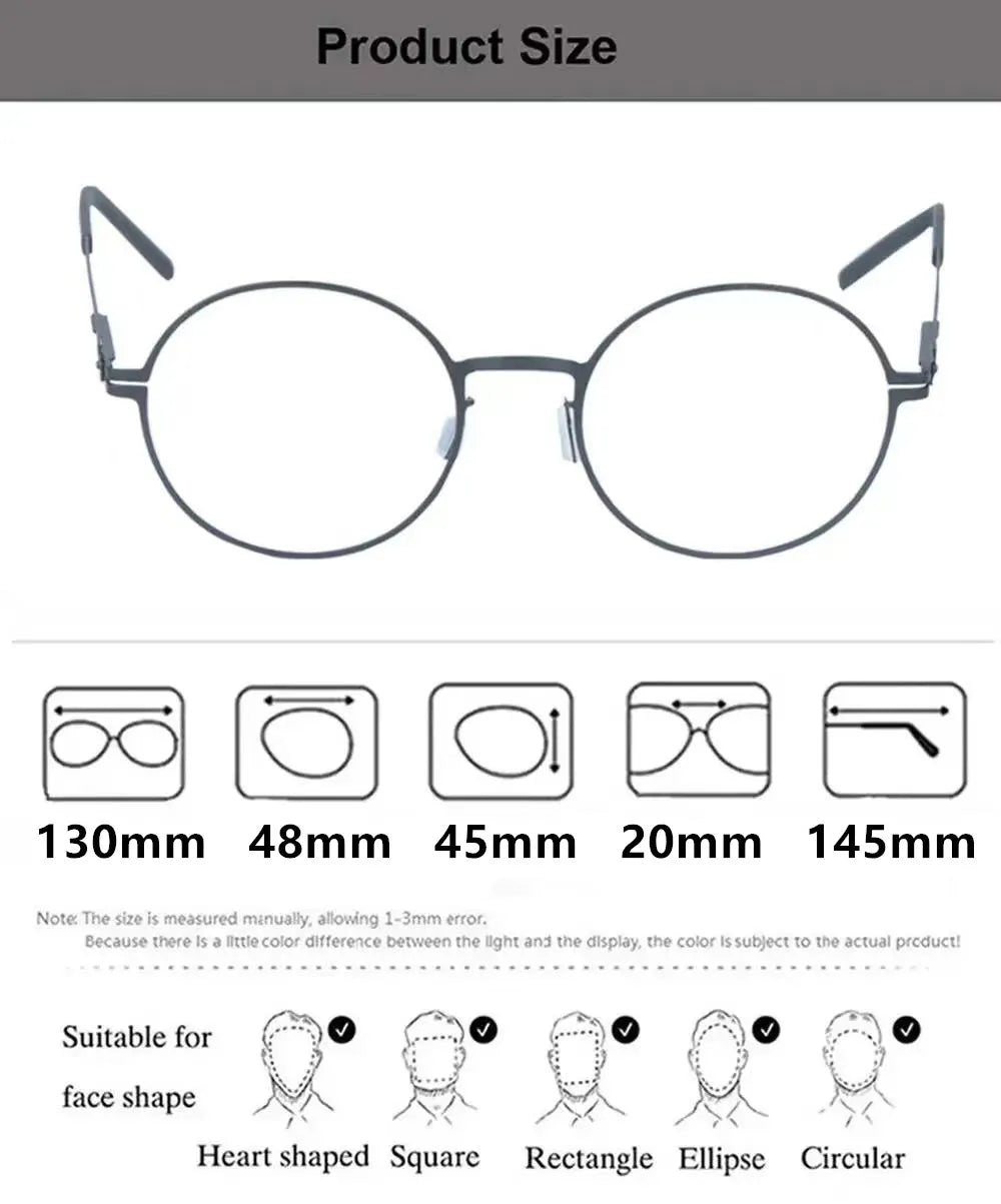 Aimee Women's Full Rim Round Screwless Stainless Steel Eyeglasses Frame 1348 - Lightweight & Durable Glasses for Work, Reading & Fashion Accessories