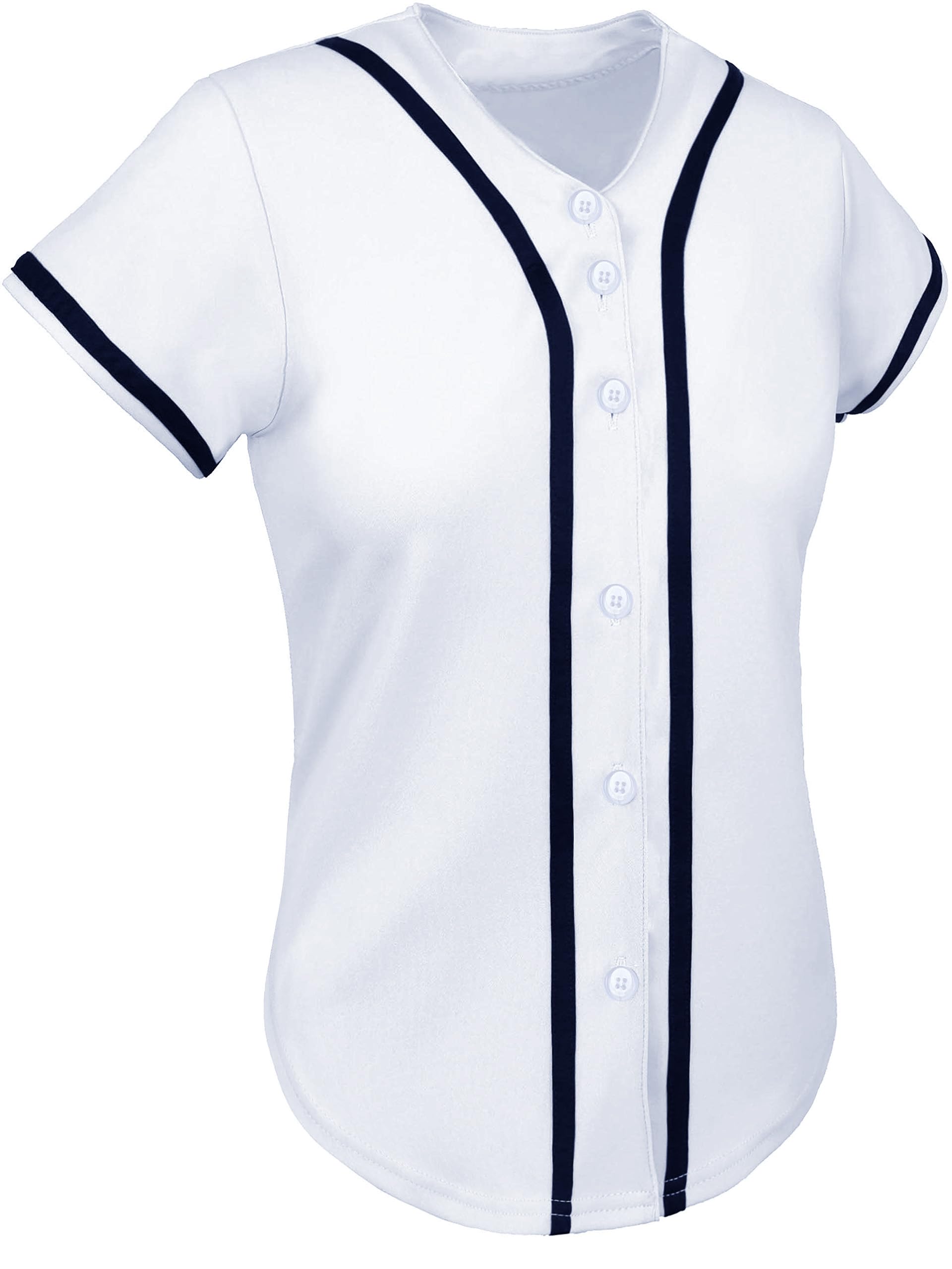 Women's Baseball Jersey - Blank Button Down Softball Shirt, Hip Hop Hipster Short Sleeve Sports Uniform for Casual Wear, Team Sports & Street Fashion