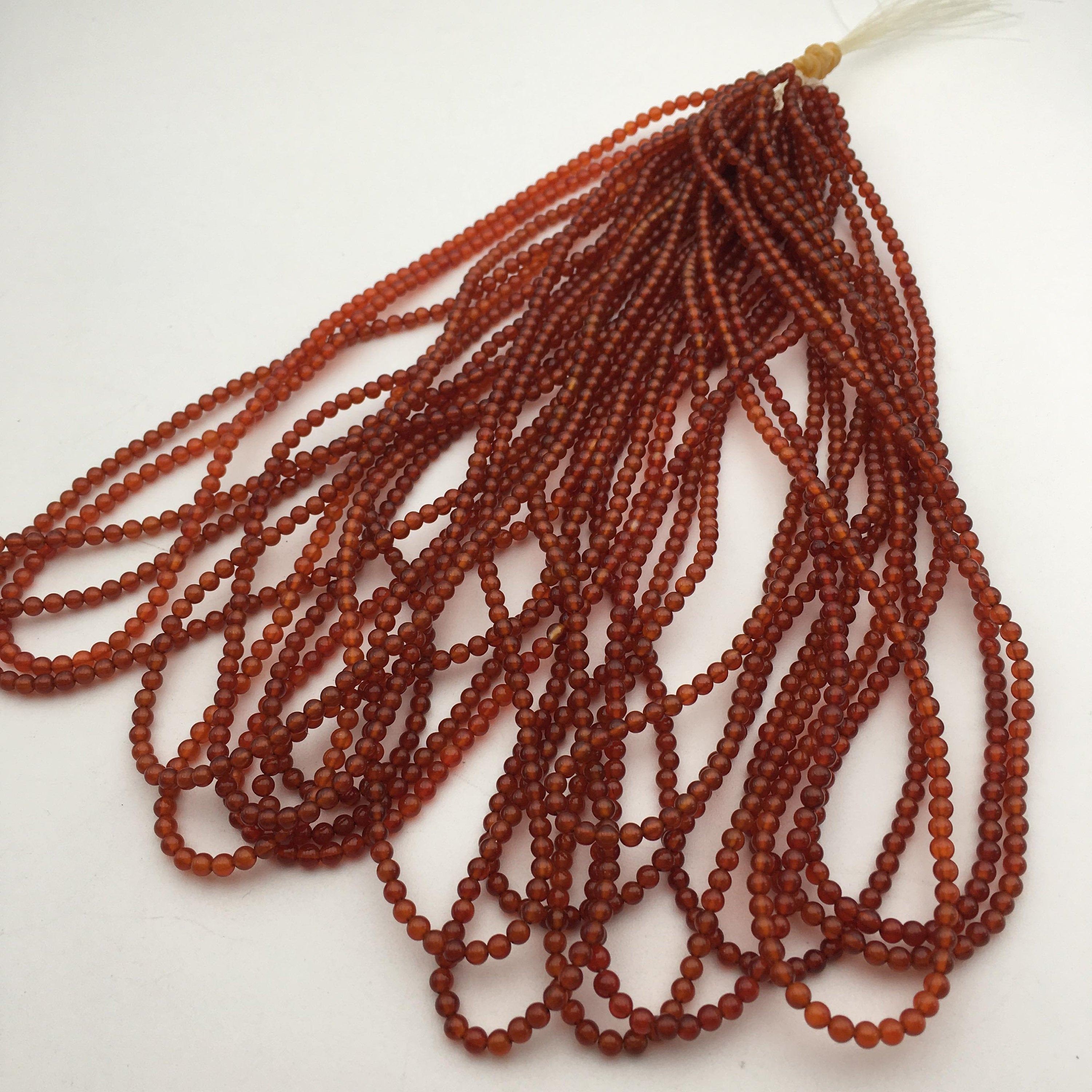 Natural Carnelian Smooth Round Gemstone Beads - 3mm Size, 15.5 Inch Strand for Jewelry Making, DIY Crafts & Healing Bracelets - Perfect for Necklaces, Earrings & Spiritual Healing Jewelry