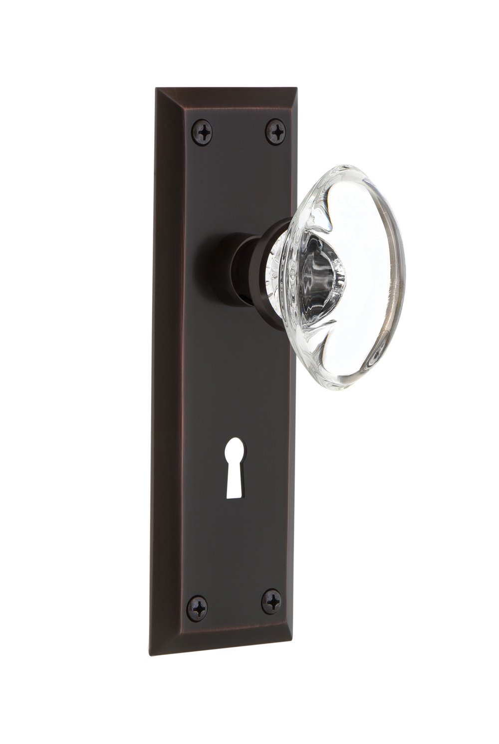 Vintage Bronze Crystal Glass Door Knob - Nostalgic Warehouse New York Keyhole Plate for Classic Home Decor | Perfect for Victorian Houses, Antique Furniture & Interior Design Projects