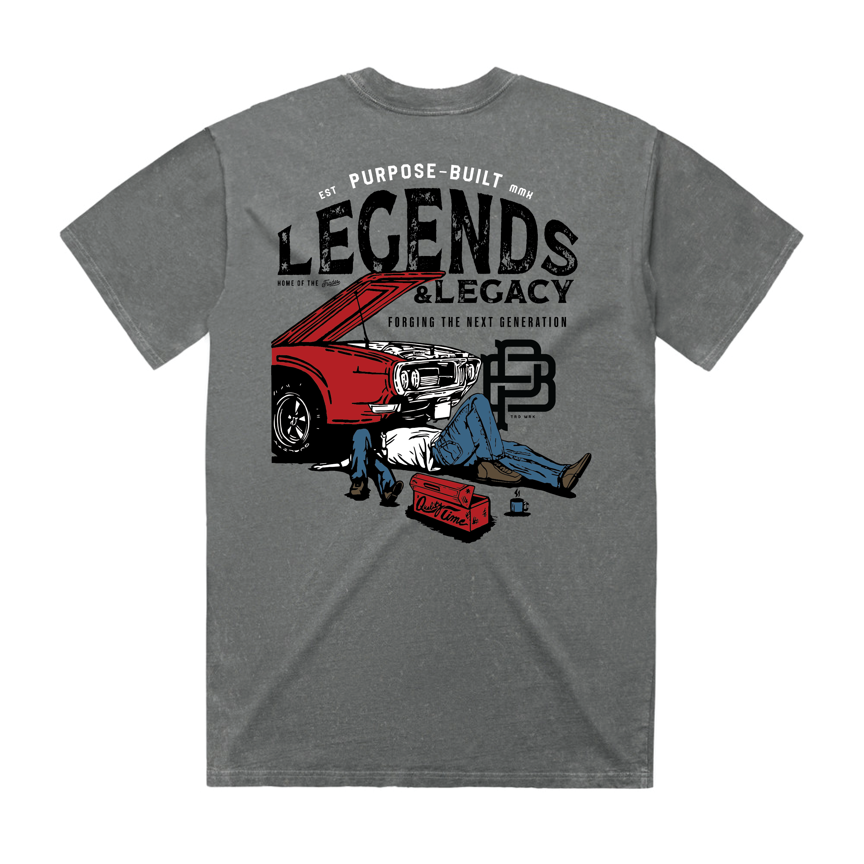 The Legend & the Legacy T-Shirt - Heavy Faded Grey Cotton Tee for Men | Vintage Style Casual Wear for Everyday Outfits & Street Fashion