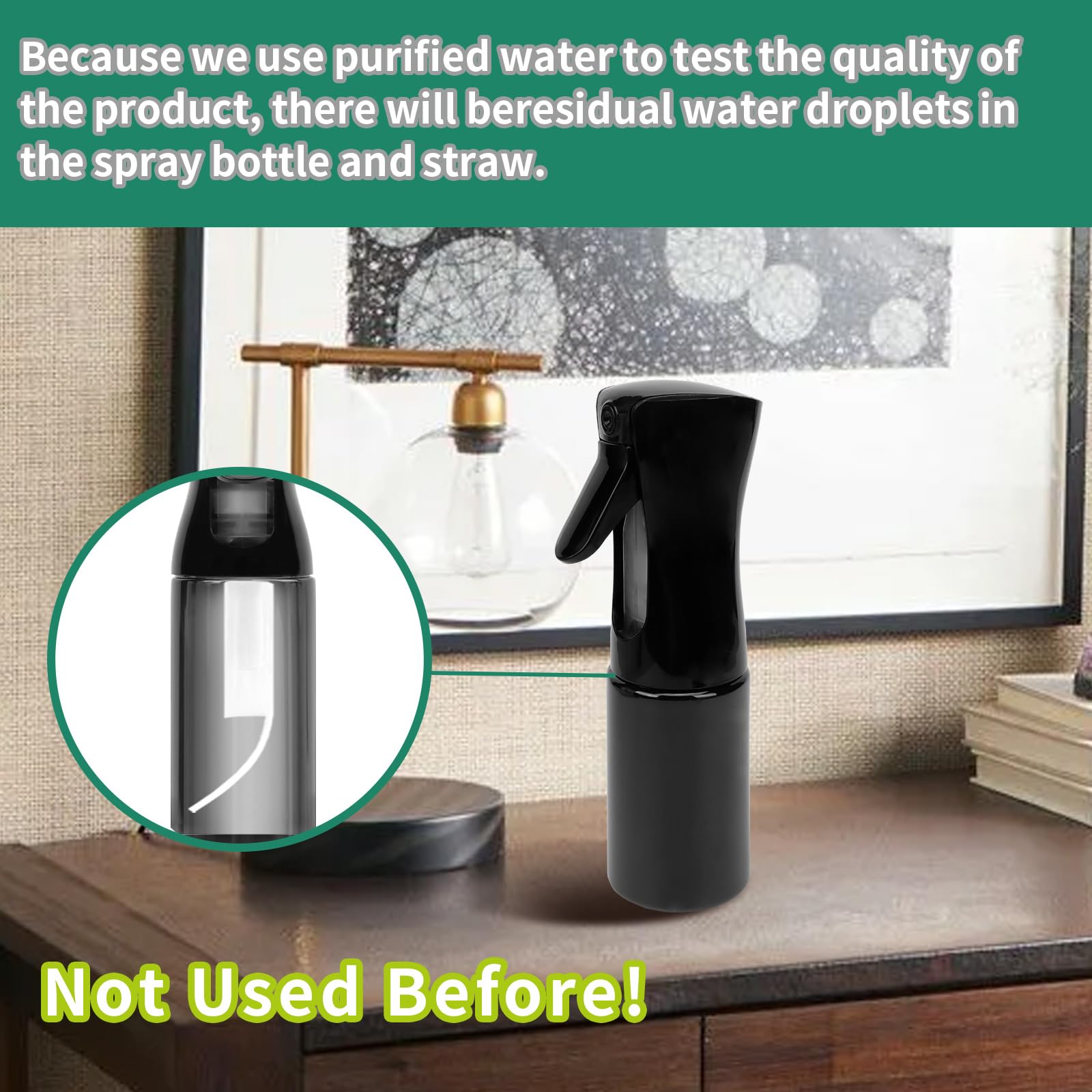 MEIPO Continuous Mist Spray Bottle - 5OZ Reusable Hair Styling & Beauty Water Sprayer for Salon, Plants, Cleaning, Aromatherapy | Perfect for Hairstyling, Plant Care, Home Cleaning & Essential Oil Diffusion (Black, 1 Pack)