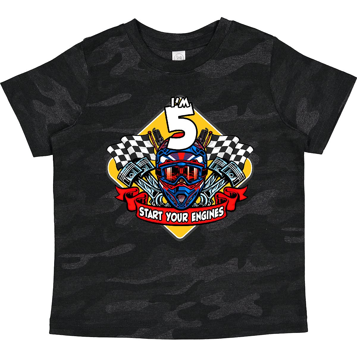 Inktastic Race Car 5th Birthday Toddler T-Shirt - Fun Kids Birthday Outfit for Boys & Girls - Perfect for 5th Birthday Parties, Racetrack Events & Casual Wear