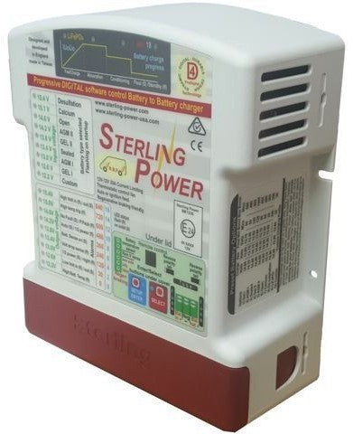 Sterling Power BB1230 12V 30A Battery to Battery Charger - Dual Input for Marine, RV & Off-Grid Power Systems | Reliable DC-DC Charging Solution for Boats, Campers & Solar Setups