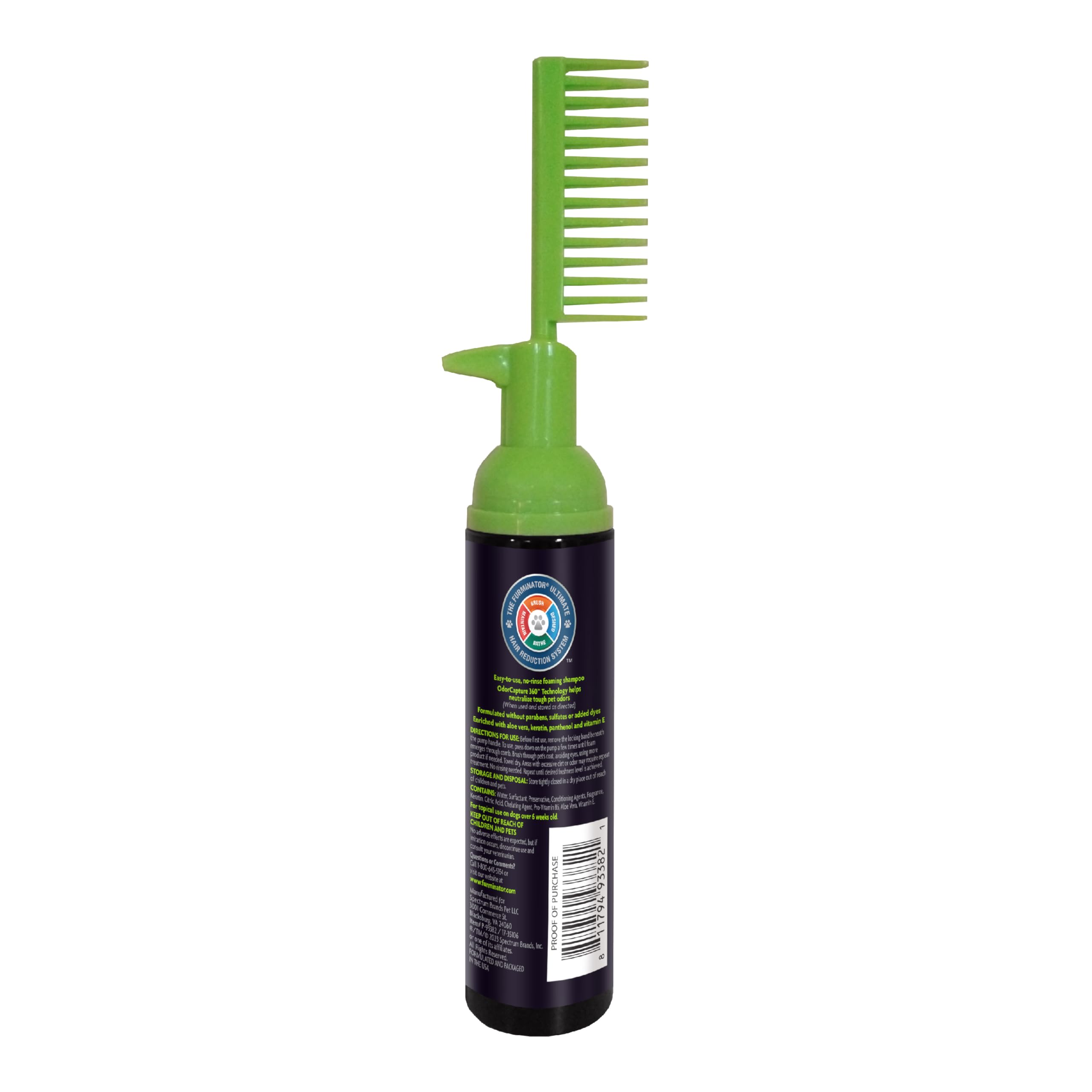 FURminator Tub-Free Deshedding Foam Comb for Dogs - 3 oz Grooming Brush Reduces Shedding, Freshens Coat & Eliminates Odors Without Rinsing - Perfect for Bath Time, Travel & Quick Grooming Sessions