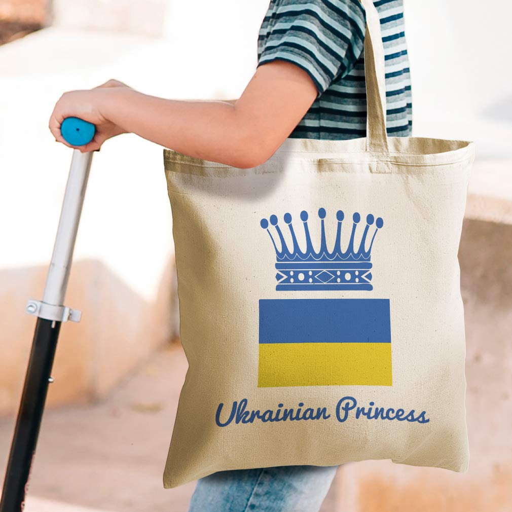 Custom Canvas Tote Bag - Reusable Eco-Friendly Shopping Bag with Ukrainian Princess Crown Design, Kids Beach Bag, Natural Cotton Tote for Grocery, Travel & School