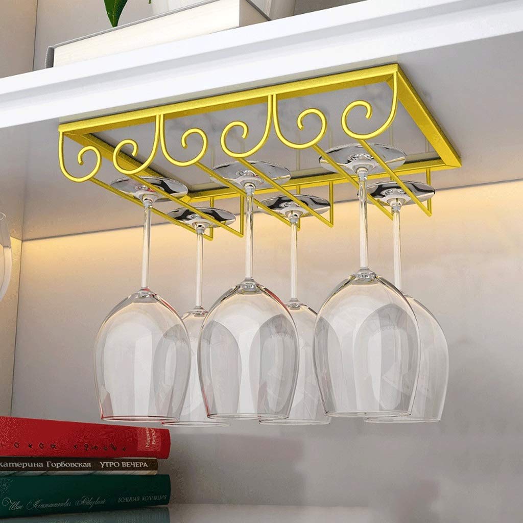 JIU Hanging Wine Glass Holder - Rustproof Wrought Iron Upside Down Goblet Storage Stand for Wine Cabinet, Bar & Restaurant Decor - Perfect for Living Room, Kitchen & Dining Room Wine Glass Organization