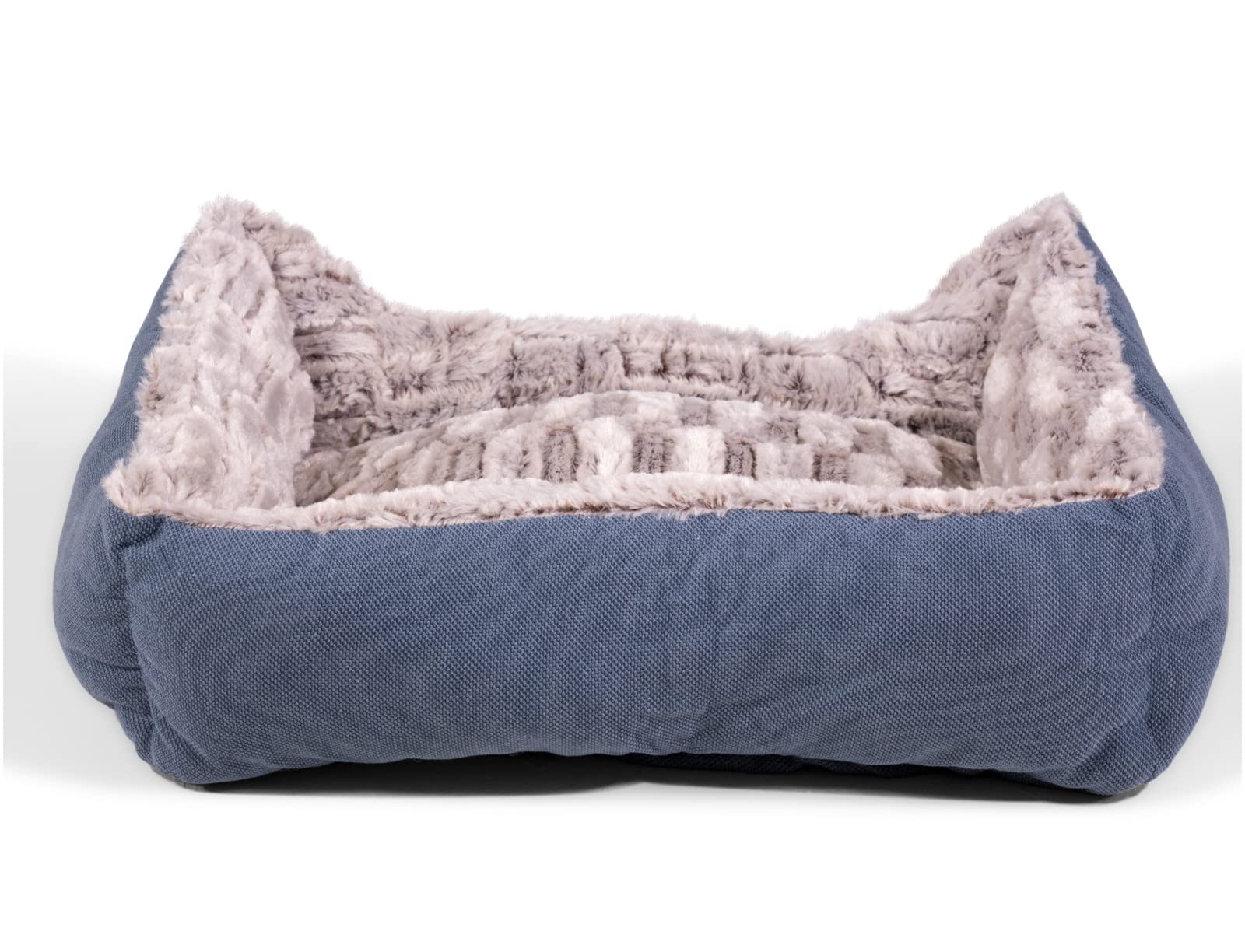 Premium Asma Dog Bed Basket 45 x 40 cm - Soft Blue & Grey Washable Pet Bed for Small to Medium Dogs - Perfect for Indoor Use in Living Room or Bedroom