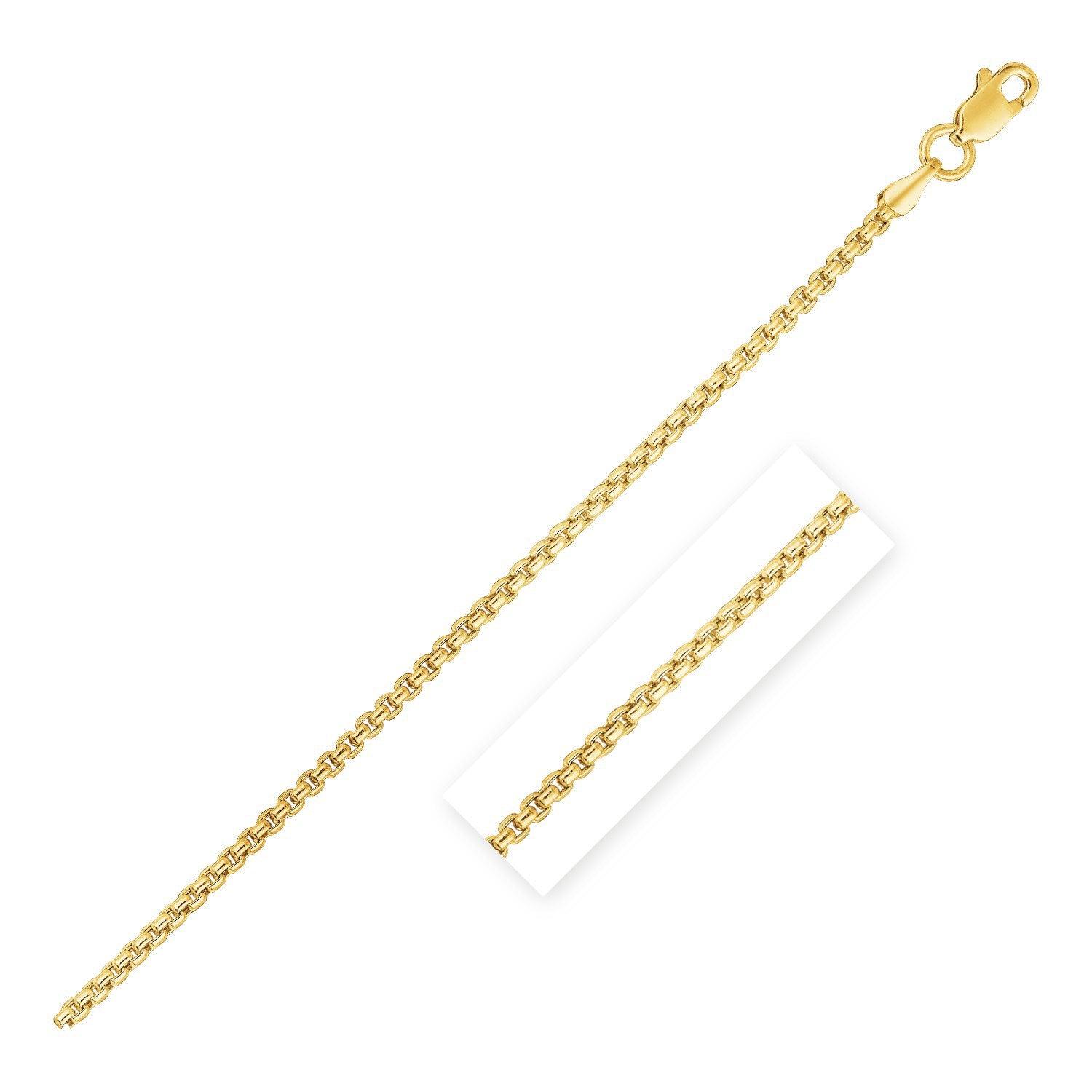 14K Yellow Gold Round Box Chain Necklace - 1.35mm Thin Dainty Chain for Women - Perfect for Layering, Pendants & Everyday Jewelry