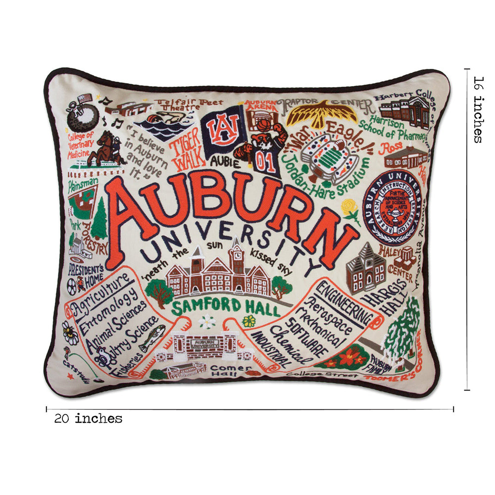 Auburn University Tigers Hand Embroidered Throw Pillow - College Football Decor for Dorm, Game Day & Home Decor