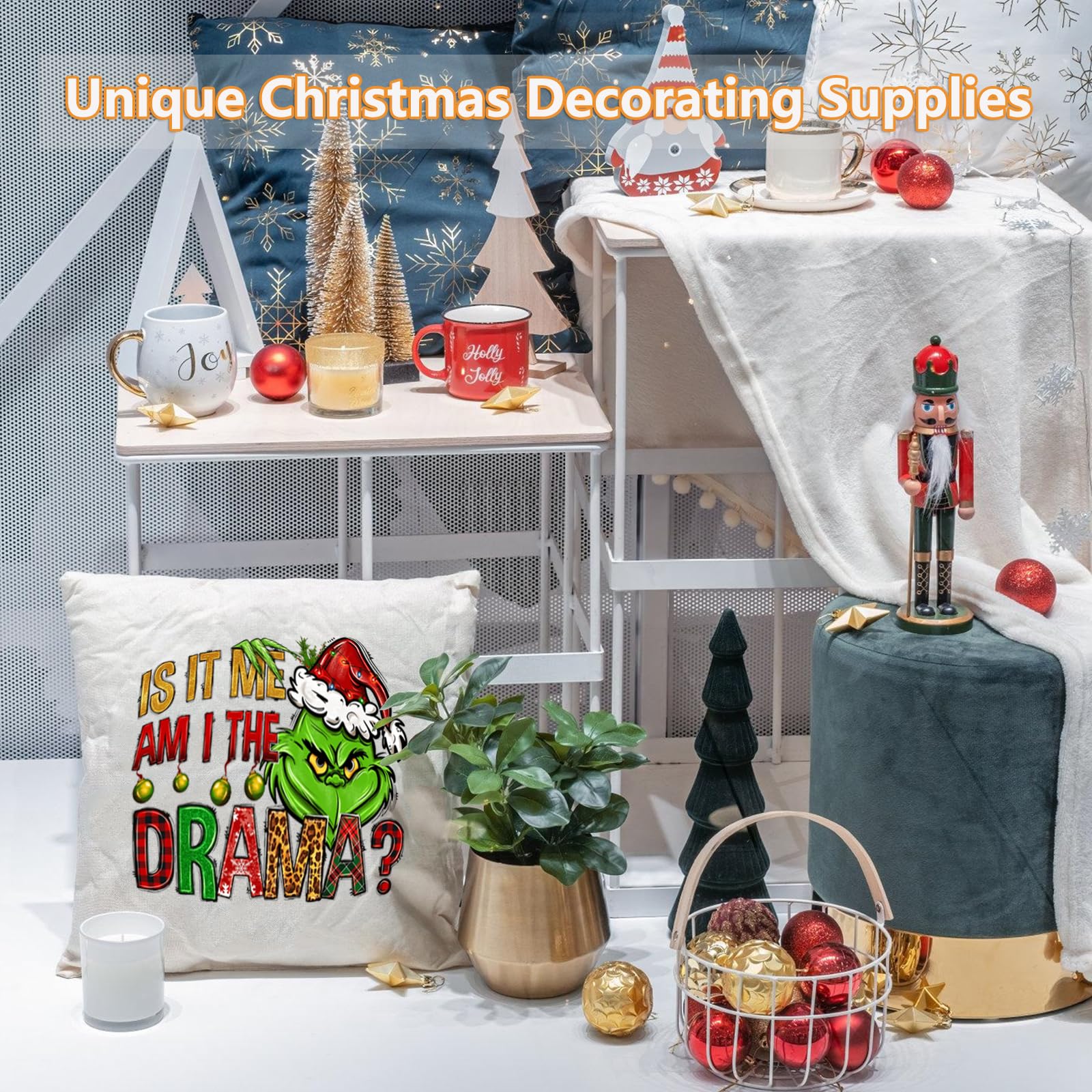 10 Sheets Grinch Christmas Iron-On Transfers for T-Shirts & DIY Decorations - Heat Transfer Vinyl for Clothes, Bags & Pillow Covers - Perfect for Holiday Gifts, Christmas Parties & Festive Home Decor