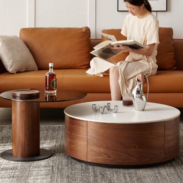 Handcrafted Black Walnut Coffee Table with Natural Slate Top - Perfect for Living Room, Lounge & Modern Home Decor