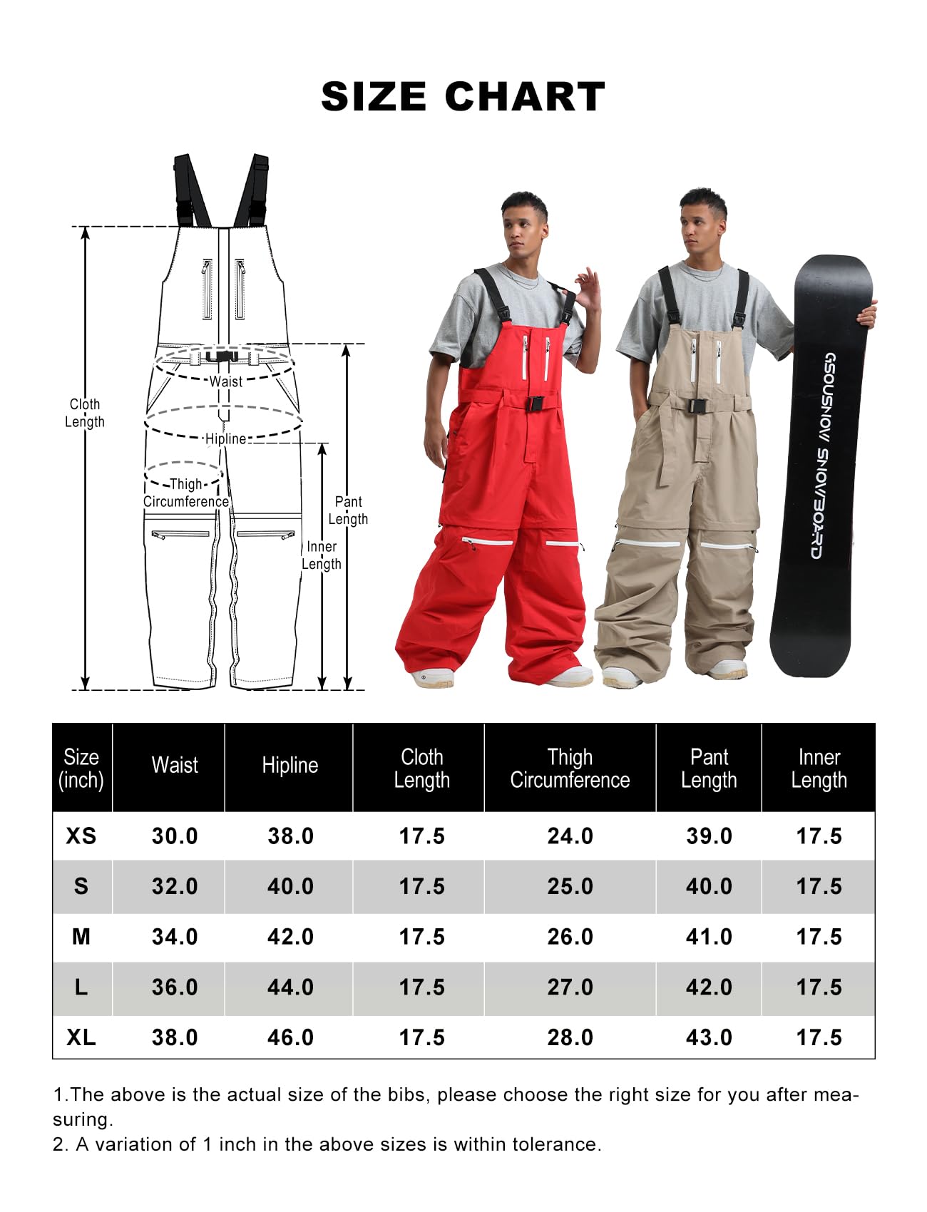 Men's Waterproof Windproof Insulated Snowboard Bib Overalls - Super Baggy Loose Fit Ski Pants for Winter Sports | Perfect for Snowboarding, Skiing & Cold Weather Outdoor Activities
