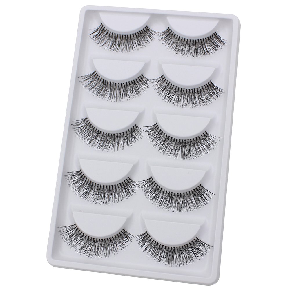 Bluelans® 5 Pairs Long False Eyelashes - Natural Looking Fake Eyelash Extensions for Dramatic Eye Makeup | Perfect for Parties, Weddings & Special Occasions