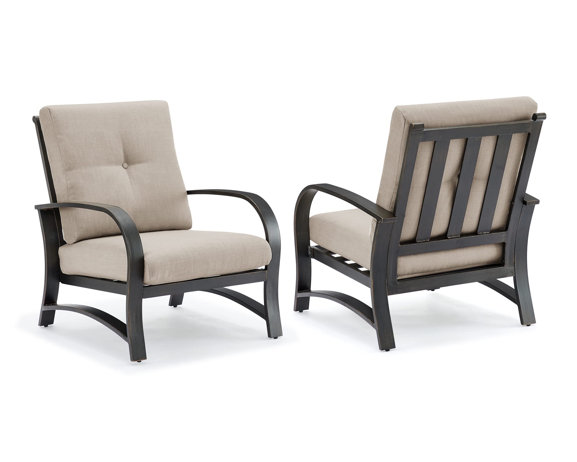 ULAX Outdoor Club Chairs with Sunbrella Cushions (Set of 2) - Waterproof Patio Furniture for Garden, Poolside & Backyard Relaxation