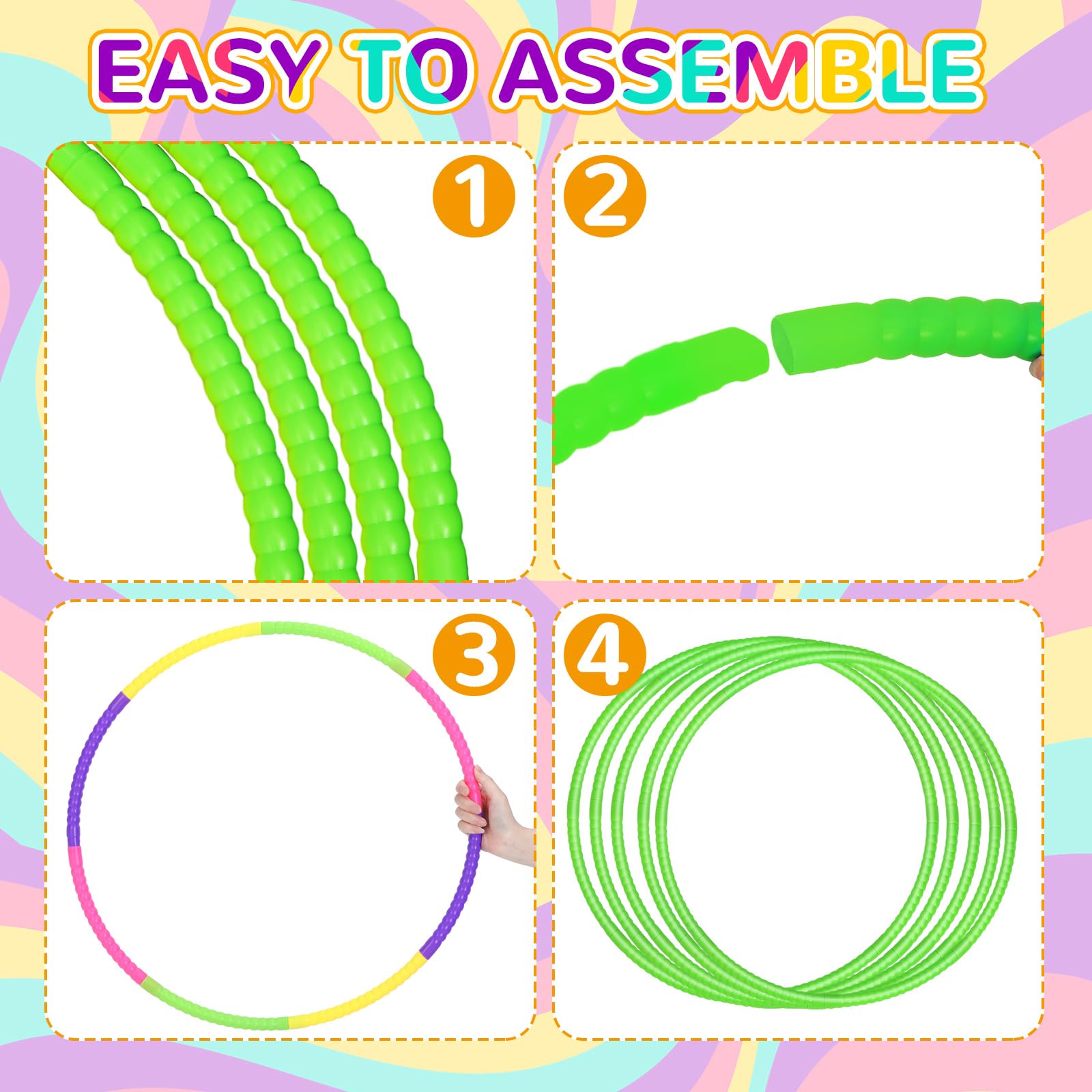 Shappy 6-Pack Adjustable Plastic Hoops - Playground & Gym Equipment for Teens, Dogs, Party Decor