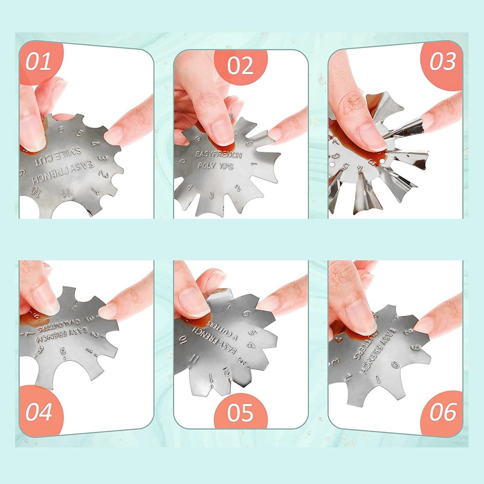 Professional Nail Manicure Edge Trimmer Templates - Easy Grip Silver Nail Edge Guides for Manicurists, Nail Schools & Salons - Perfect for Beginners & DIY Home Nail Care