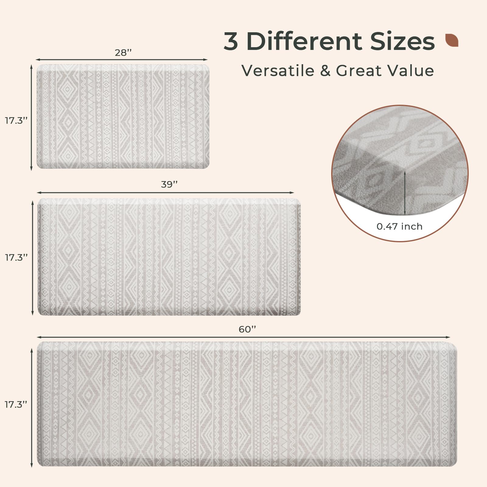 FRESHMINT Boho Kitchen Mat - 0.47