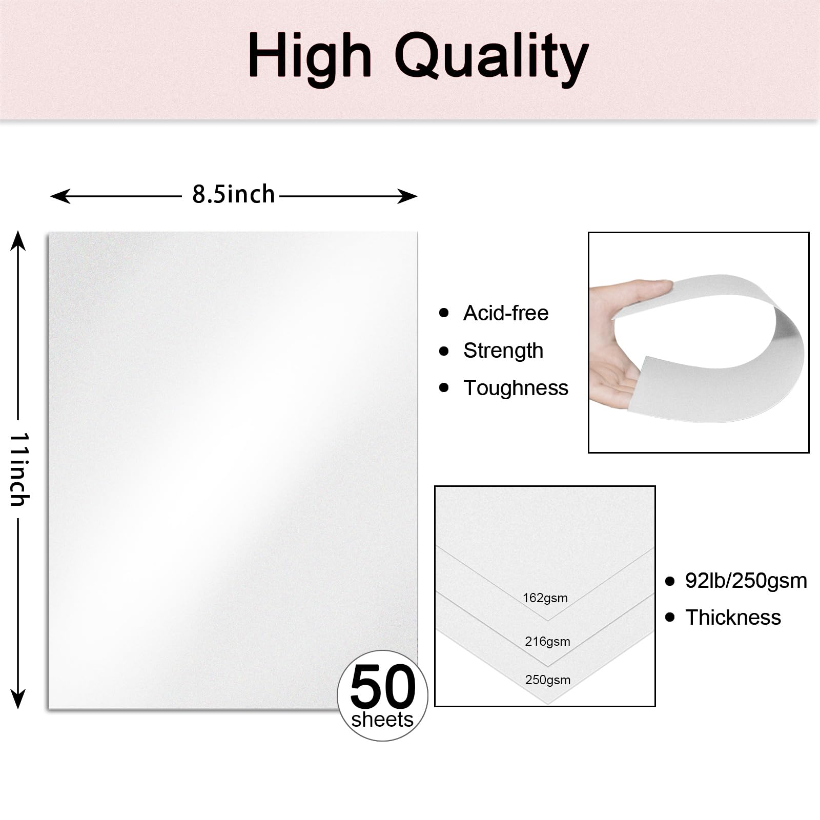 50 Sheets White Shimmer Cardstock 8.5