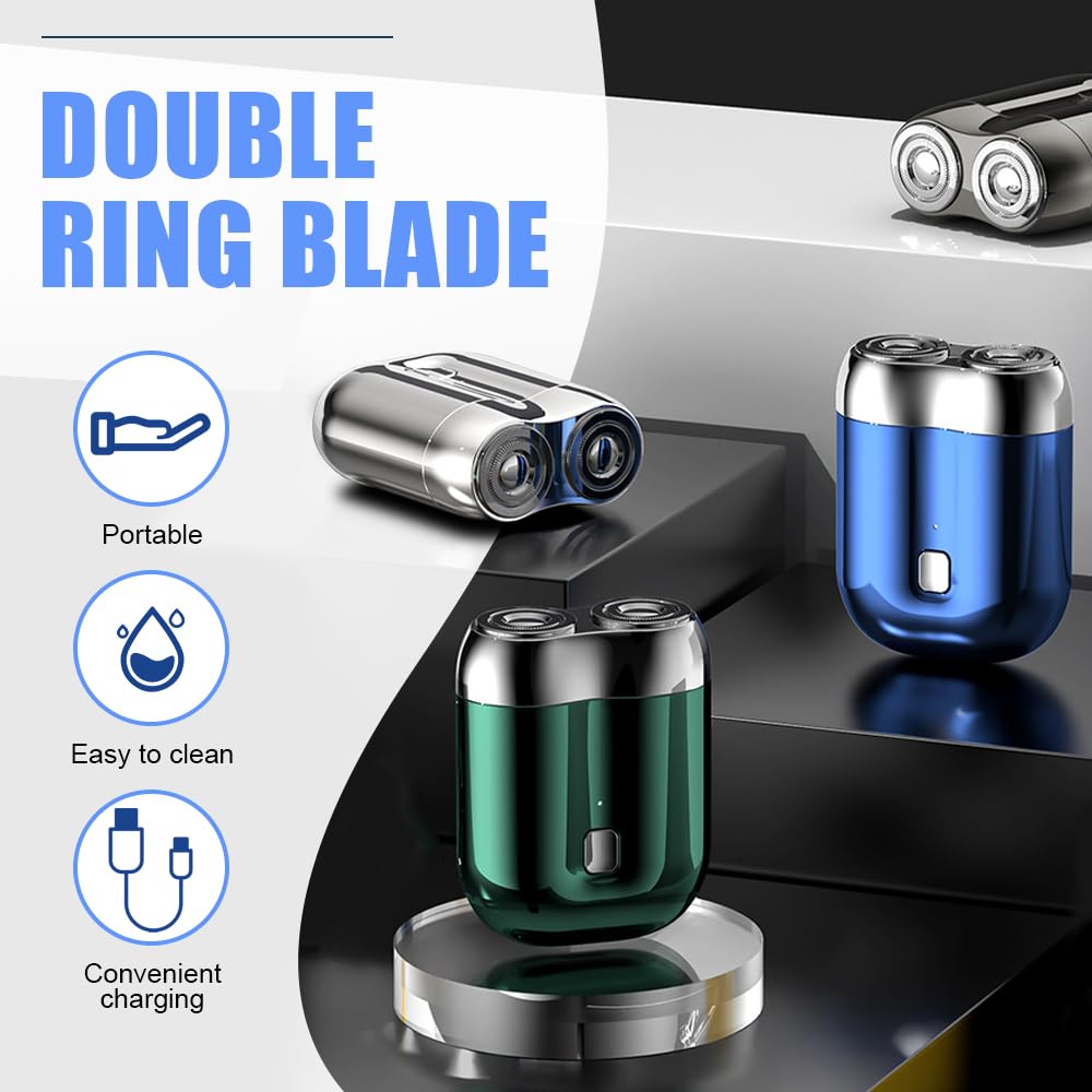 2025 Mini Dual-Head Electric Shaver for Men & Women - Portable Pocket Size, Waterproof USB Rechargeable Trimmer - Perfect for Travel, Home & Office Use (Silver) | Smooth Shaving Anywhere