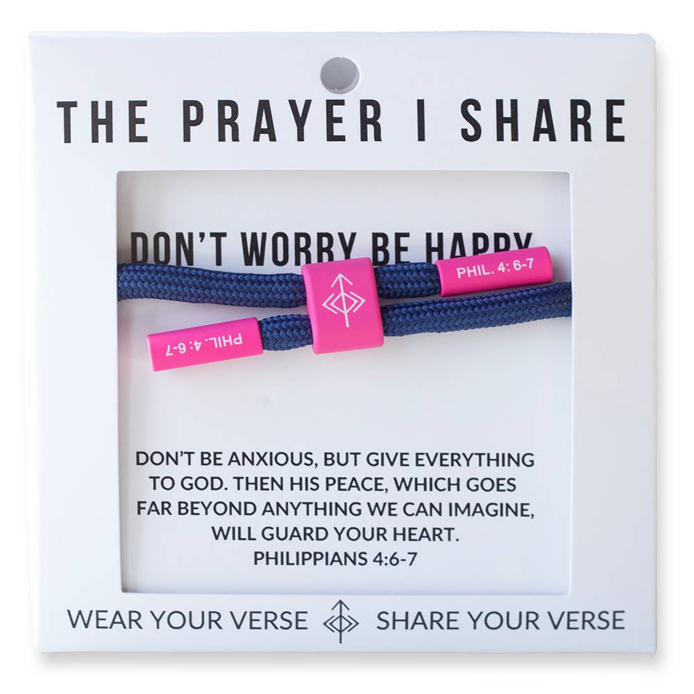 Don't Worry Be Happy Christian Cord Bracelet - Inspirational Faith Jewelry for Women & Men - Perfect for Daily Wear, Gifts & Religious Occasions