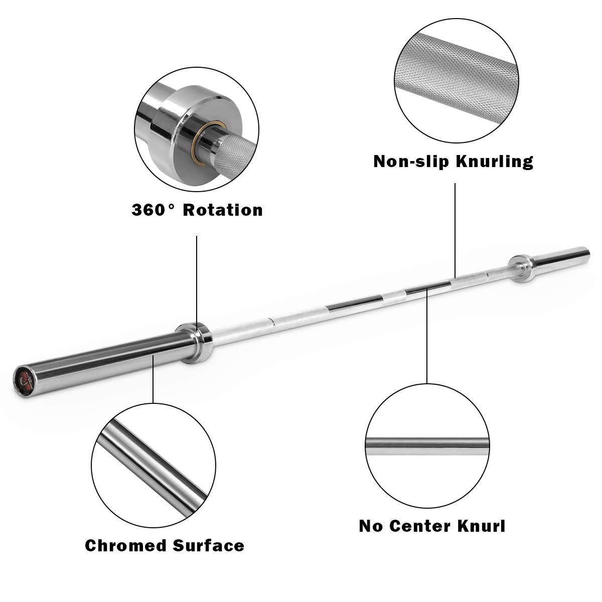 Goplus 7 Feet Olympic Bar - 700/1000LBS Weight Capacity, Solid 2
