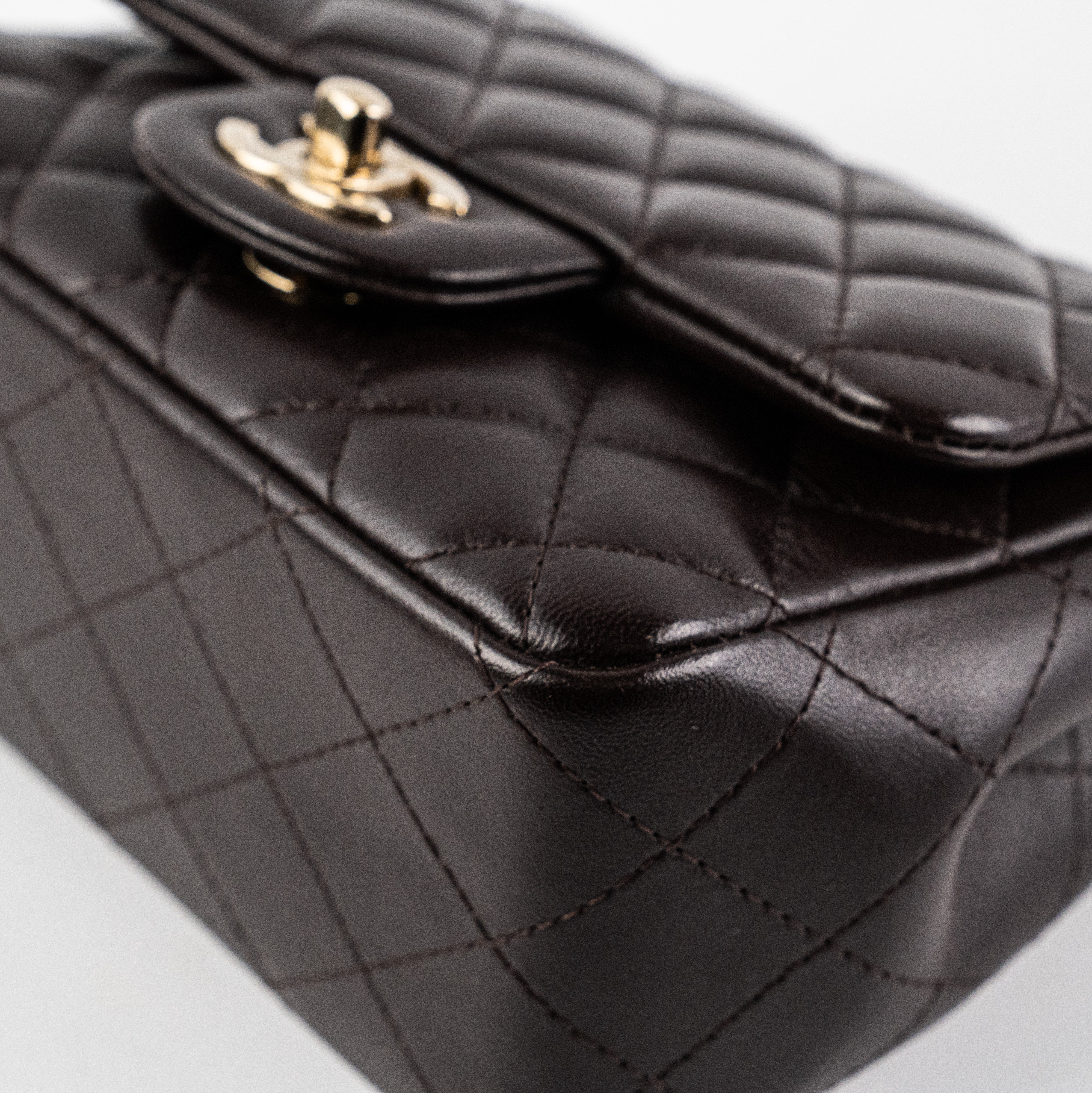 Chanel Square Mini Lambskin Dark Brown Crossbody Bag with Microchip - Luxury Small Shoulder Purse for Women, Perfect for Evening Parties & Date Nights