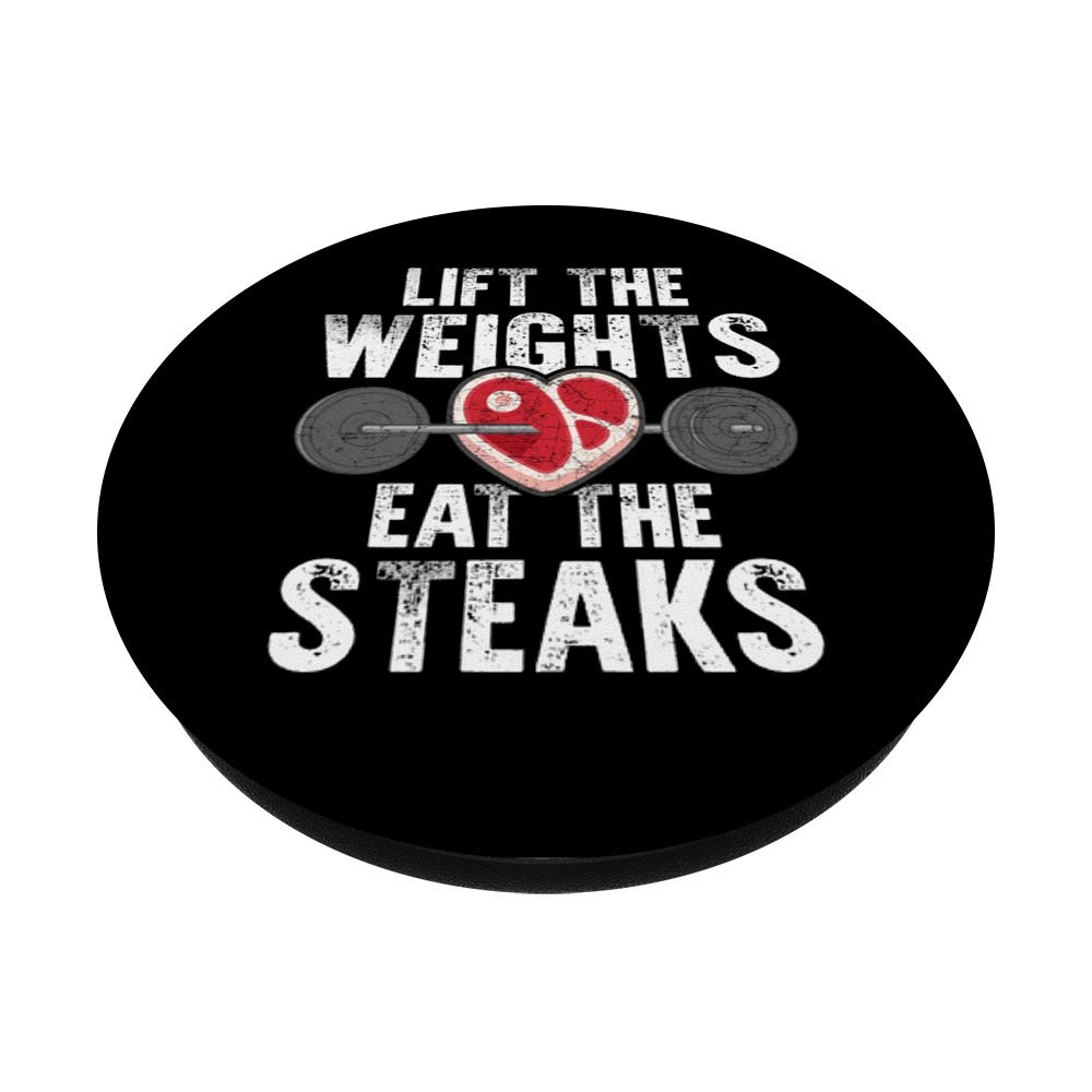 Funny Workout Gym Meat Lover PopSockets - Phone & Tablet Grip Stand with 'Lift Weights Eat Steaks' Design | Perfect for Fitness Enthusiasts & Protein Lovers