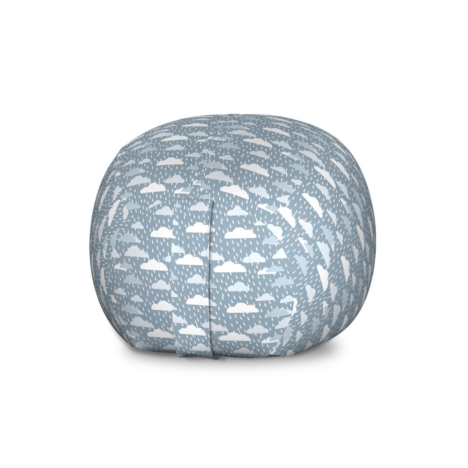 Ambesonne Waterproof Toy Storage Bag Chair - Large Washable Stuffed Animal Organizer with Cloud & Rain Pattern in Pale Blue & Grey - Perfect for Kids' Room, Playroom & Nursery Organization