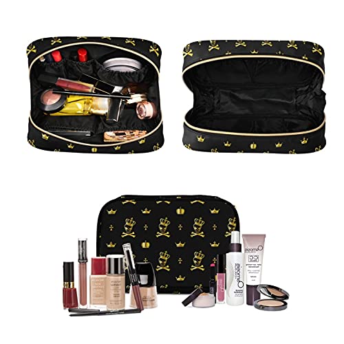 MNSRUU Gold Skull Pattern Hanging Toiletry Bag - 3 PCS Clear Travel Makeup Organizer Set for Women & Men, Portable Cosmetic Storage for Bathroom, Gym, Camping & Vacation Trips