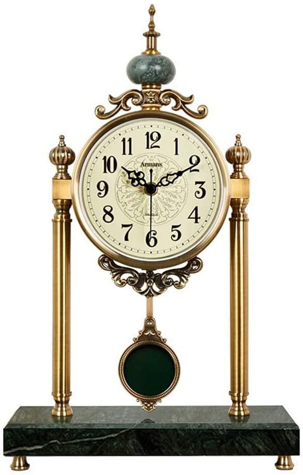 Vintage Retro Metal Table Clock - Silent Non-Ticking Pendulum Desk Clock for Home Office Decor, Living Room, Bedroom, Mantel & Kitchen Decoration | Classic Home Ornament Gift Idea