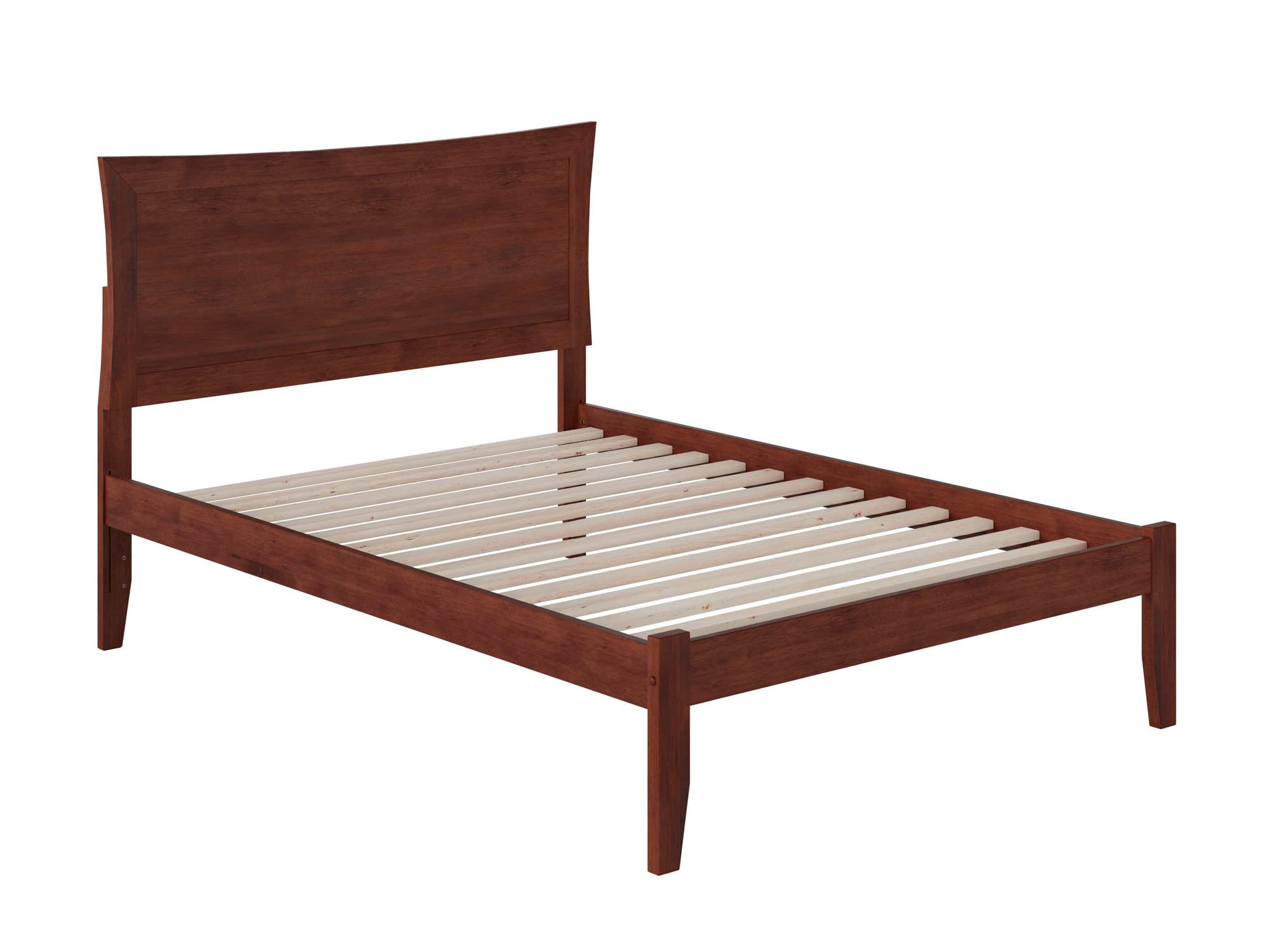 AFI Metro Full Size Platform Bed with USB Charging Station - Walnut Finish, Modern Minimalist Bed Frame with Storage & Power Outlets for Bedroom, Living Room, or Guest Room