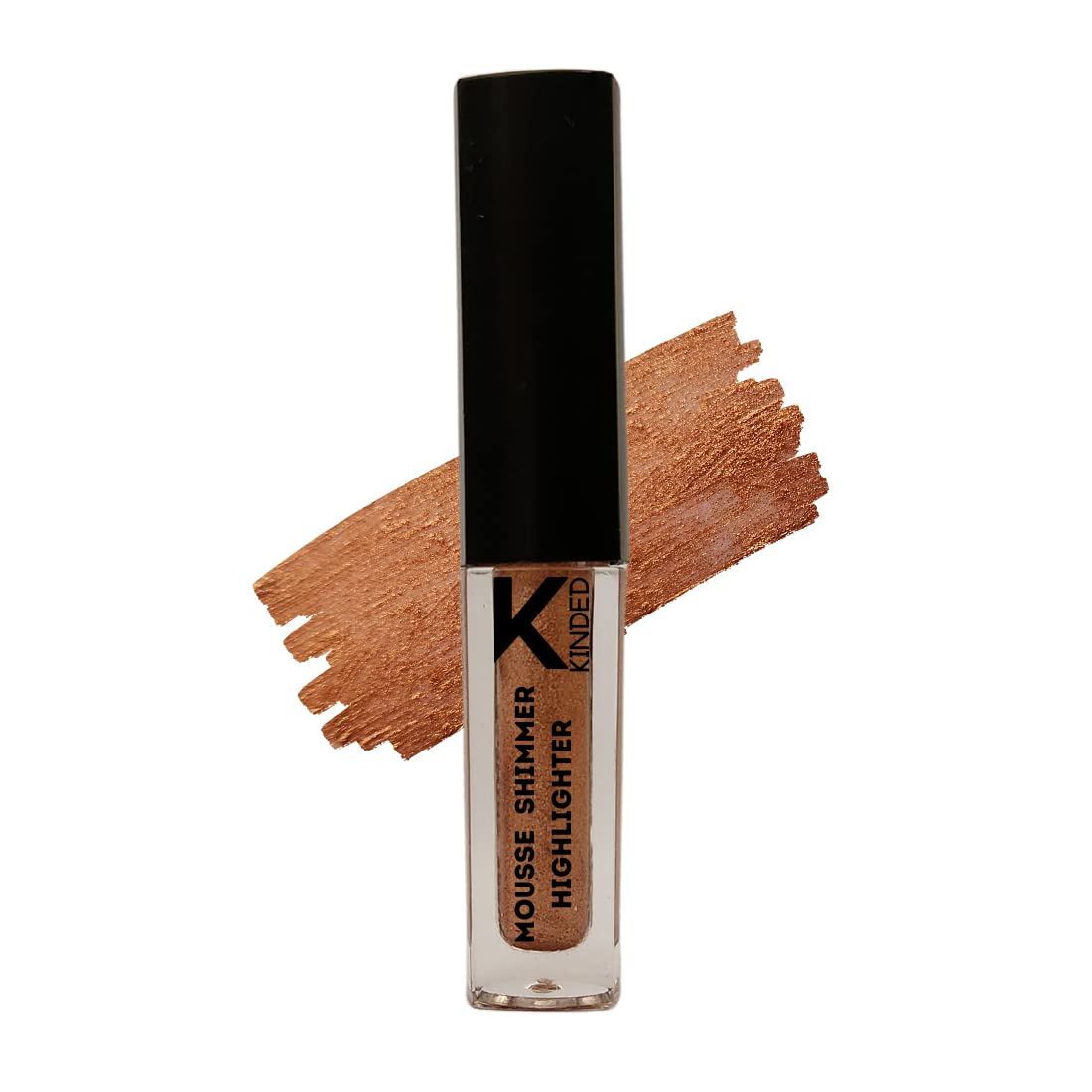 KINDED Liquid Highlighter & Illuminator - Shimmer Mousse Bronzer Blush with Metallic Finish | Multi-Use for Face, Eyes & Body | Creamy Cool Copper Glow (3ml) | Perfect for Party, Date Night & Photoshoot Makeup