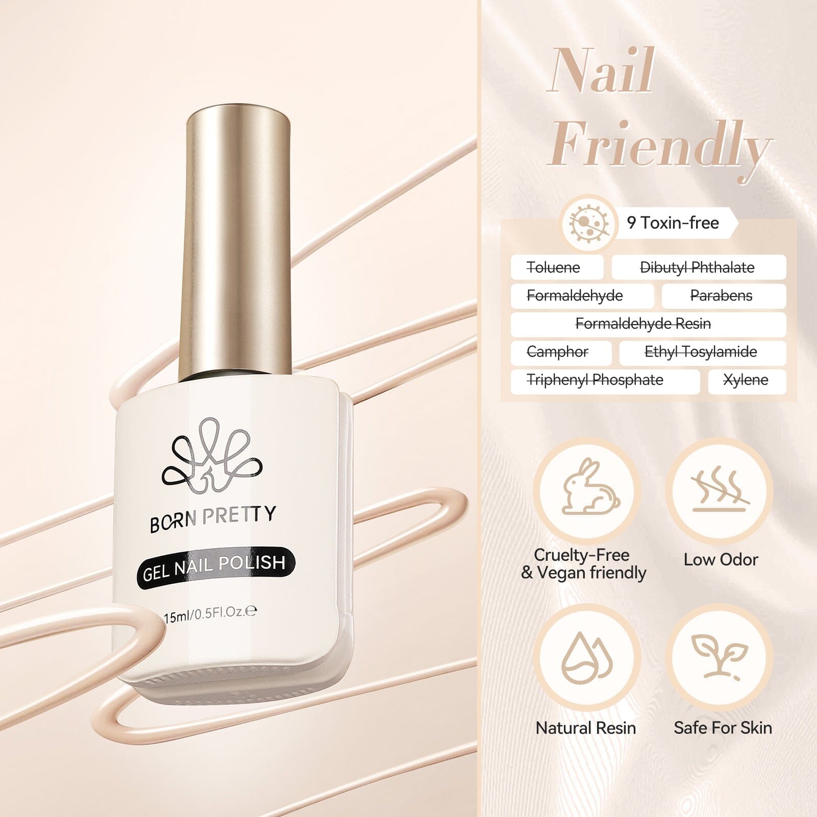 Hema Free Color Gel Polish #05 - 15ml Nail Polish for Salon & Home Manicure - Long Lasting, Chip Resistant, UV LED Cured Gel Nail Art