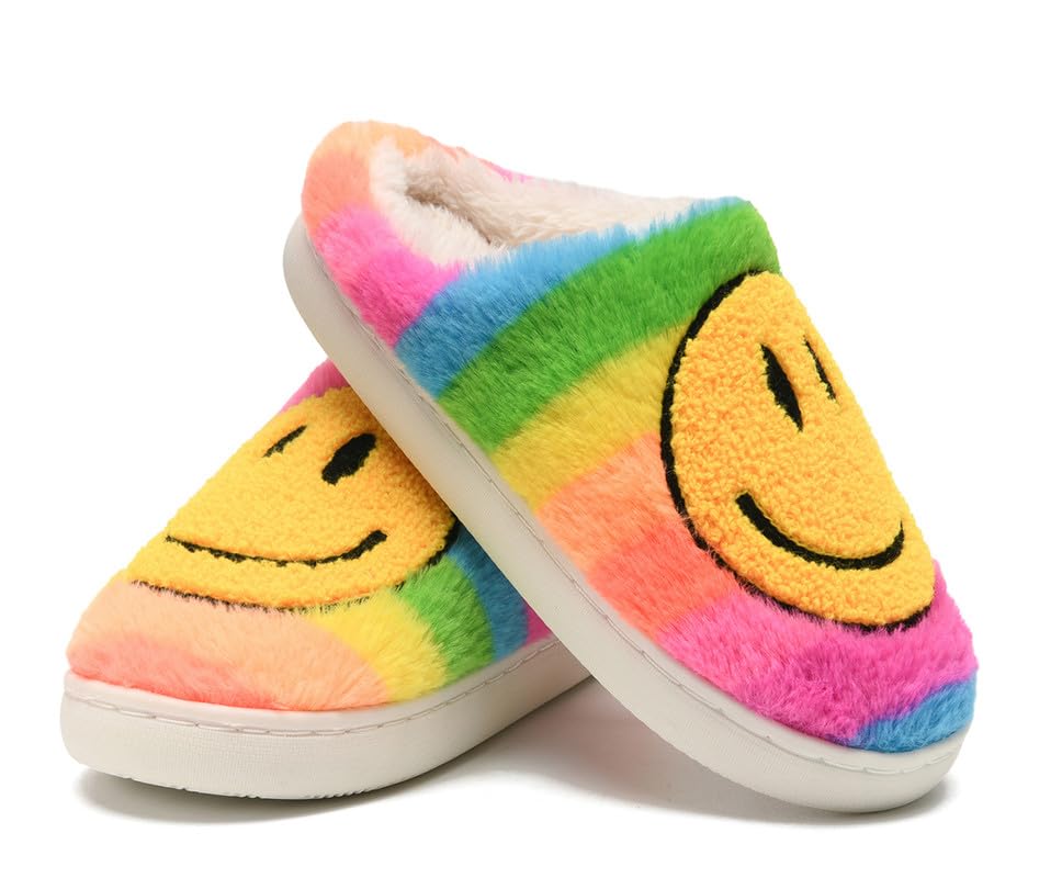 Cute Smile Slippers for Kids - Soft Plush Happy Face Slippers with Memory Foam for Girls & Boys | Warm Fuzzy House Shoes for Indoor & Outdoor Use | Perfect for Playtime, Lounging & Cozy Home Comfort