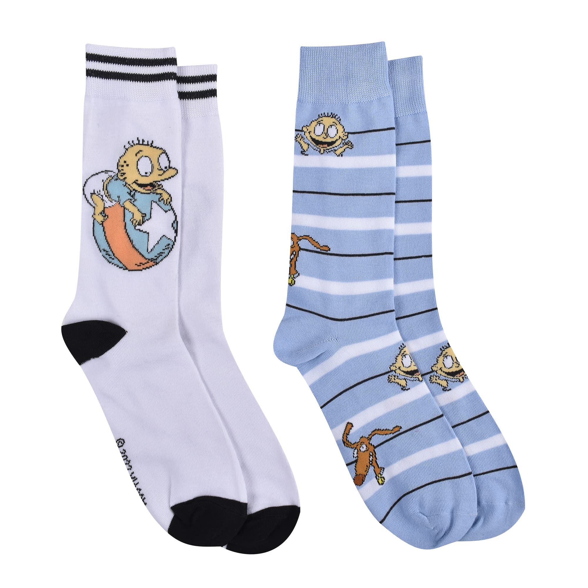 Rugrats Men's White Crew Socks 2-Pack (Size 10-13) - Comfortable Cotton Casual Socks for Everyday Wear, Work & Sports