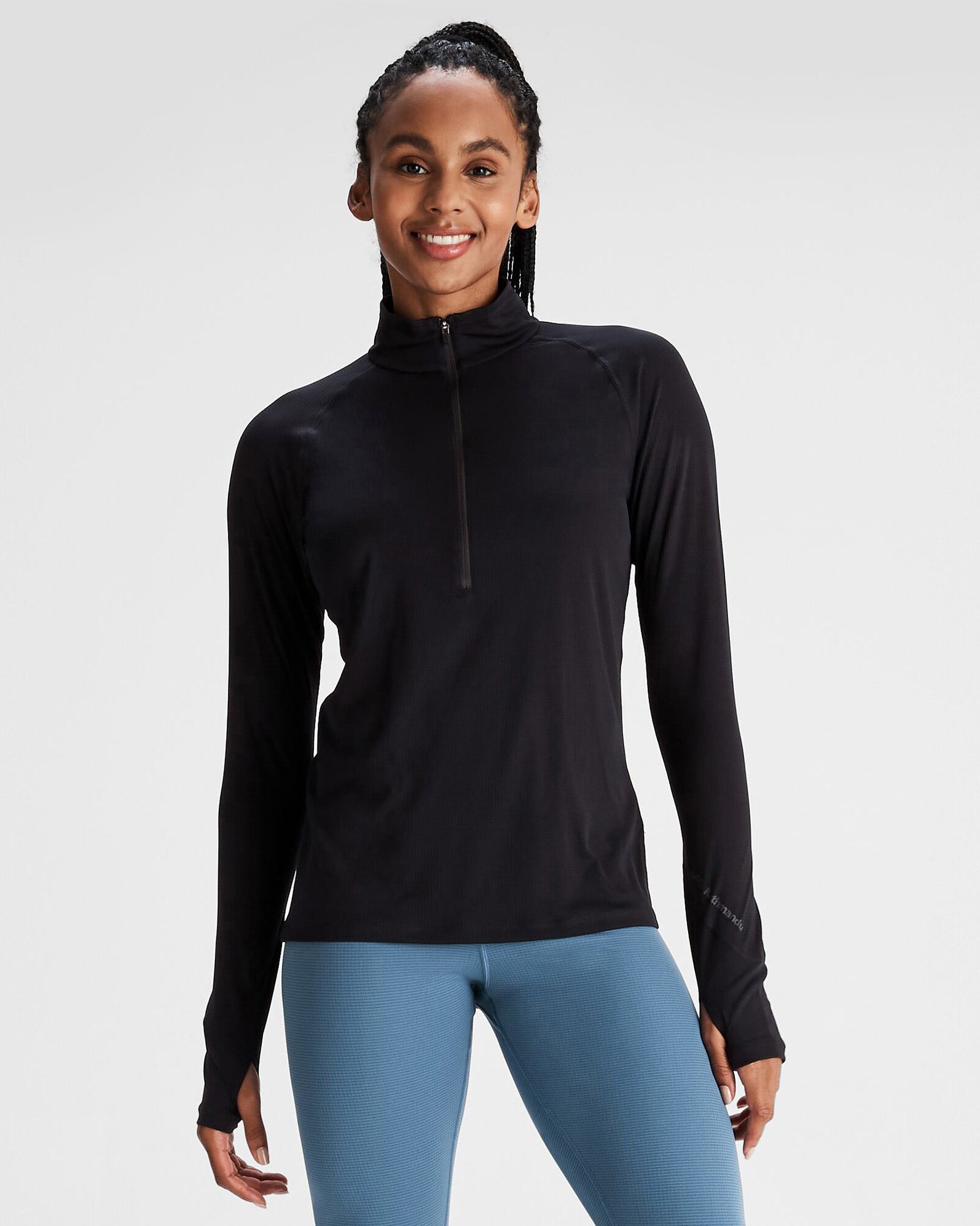 Women's KMDAction Quarter Zip Baselayer Top - Black | Moisture-Wicking & Breathable for Running, Hiking & Outdoor Activities
