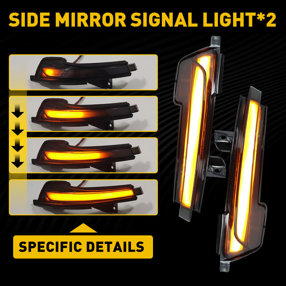 2015-2022 Ford Mustang LED Side Mirror Turn Signal Lights - Dynamic Amber Lighting - Easy Installation - Upgrade for Enhanced Safety & Style - Perfect for Night Driving & Custom Car Mods