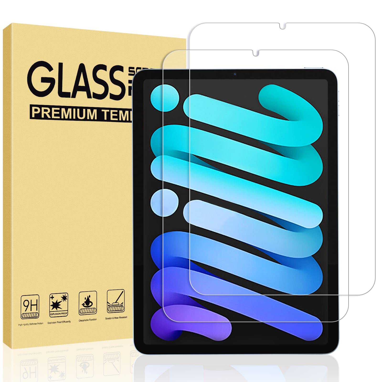 GFOX Premium Tempered Glass Screen Protector for iPad mini 6 (2021, 8.3 inch) - 2 Pack Anti-Scratch, Bubble-Free Screen Film - Perfect for Work, Travel & Entertainment Protection