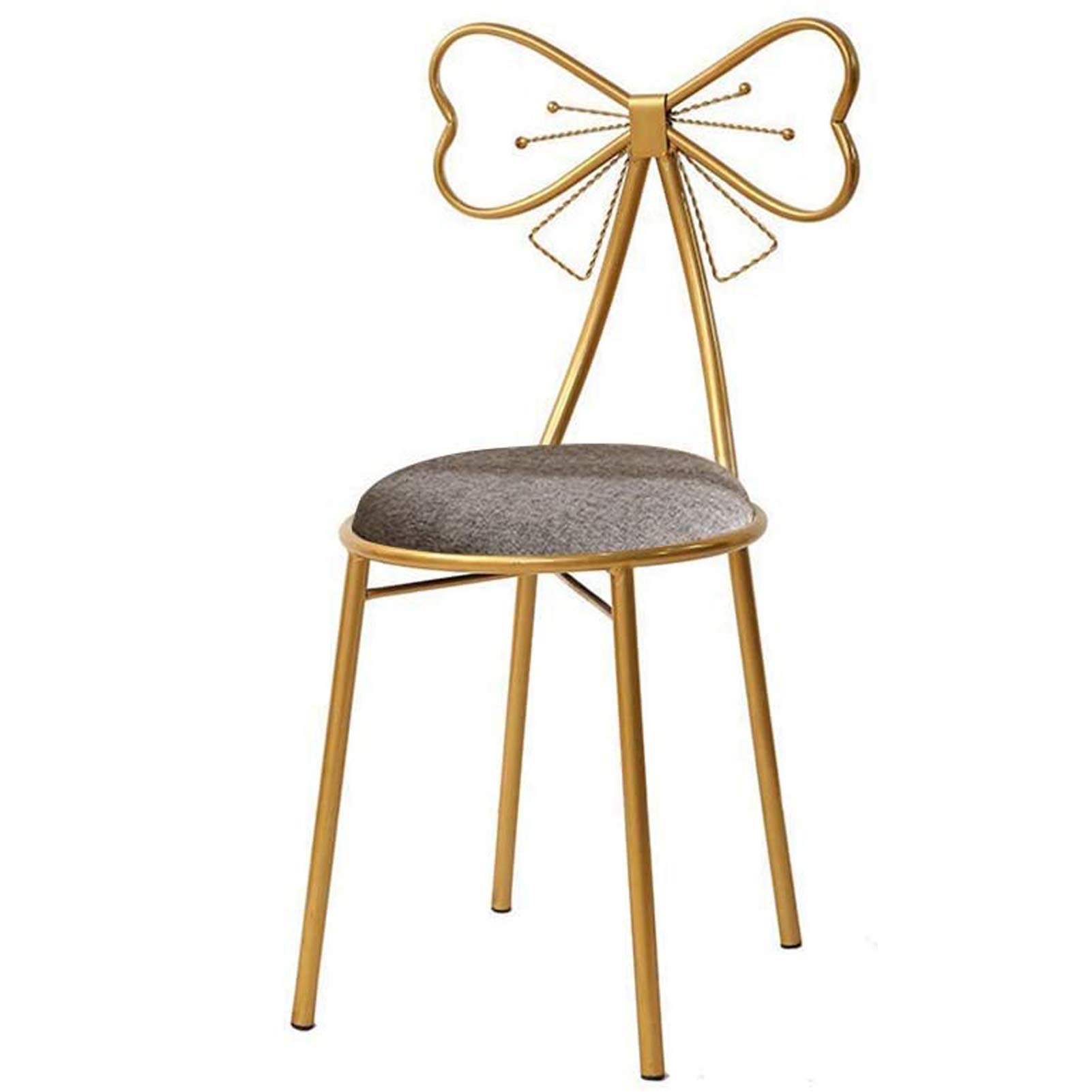 Elegant Vanity Chair with Butterfly Backrest - Makeup Stool & Dressing Bench for Bedroom, Bathroom, Living Room - Grey Home Decor (Perfect for Makeup Artists & Home Vanity Areas)